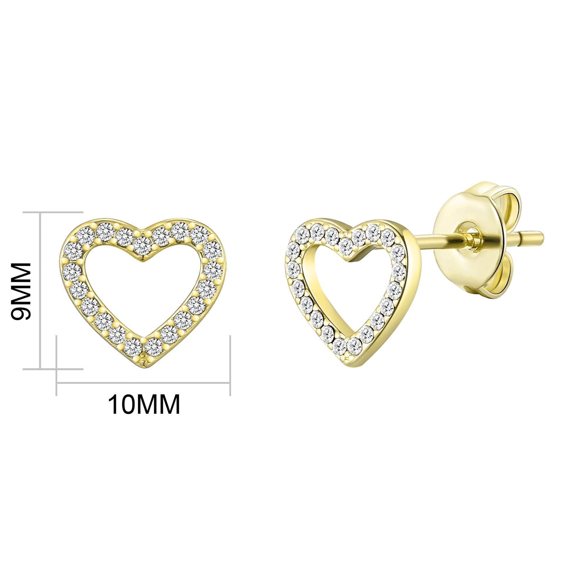 Gold Plated Open Heart Earrings Created with Zircondia® Crystals