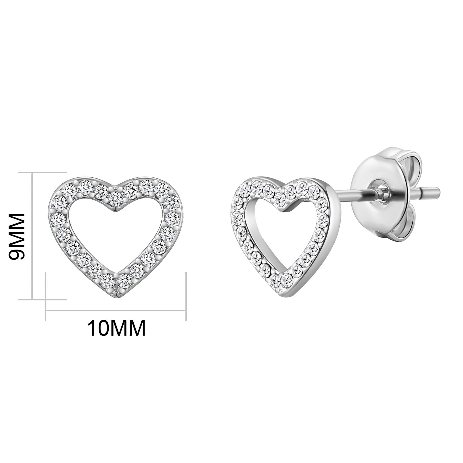 Silver Plated Open Heart Earrings Created with Zircondia® Crystals