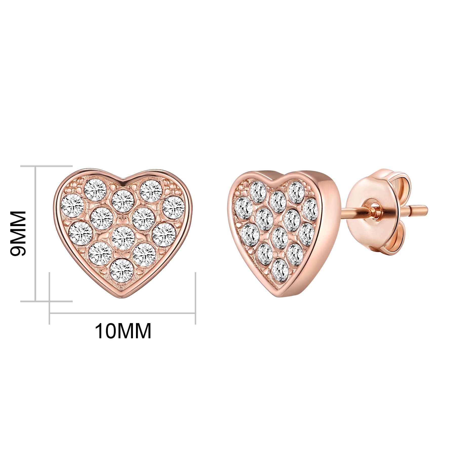 Rose Gold Plated Pave Heart Earrings Created with Zircondia® Crystals