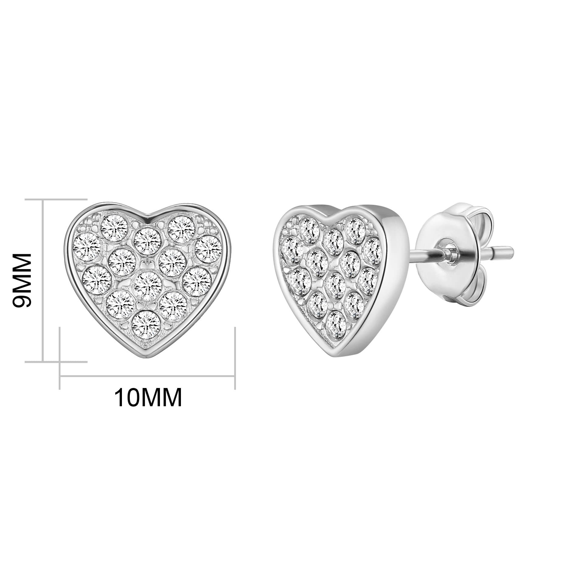 Silver Plated Pave Heart Earrings Created with Zircondia® Crystals