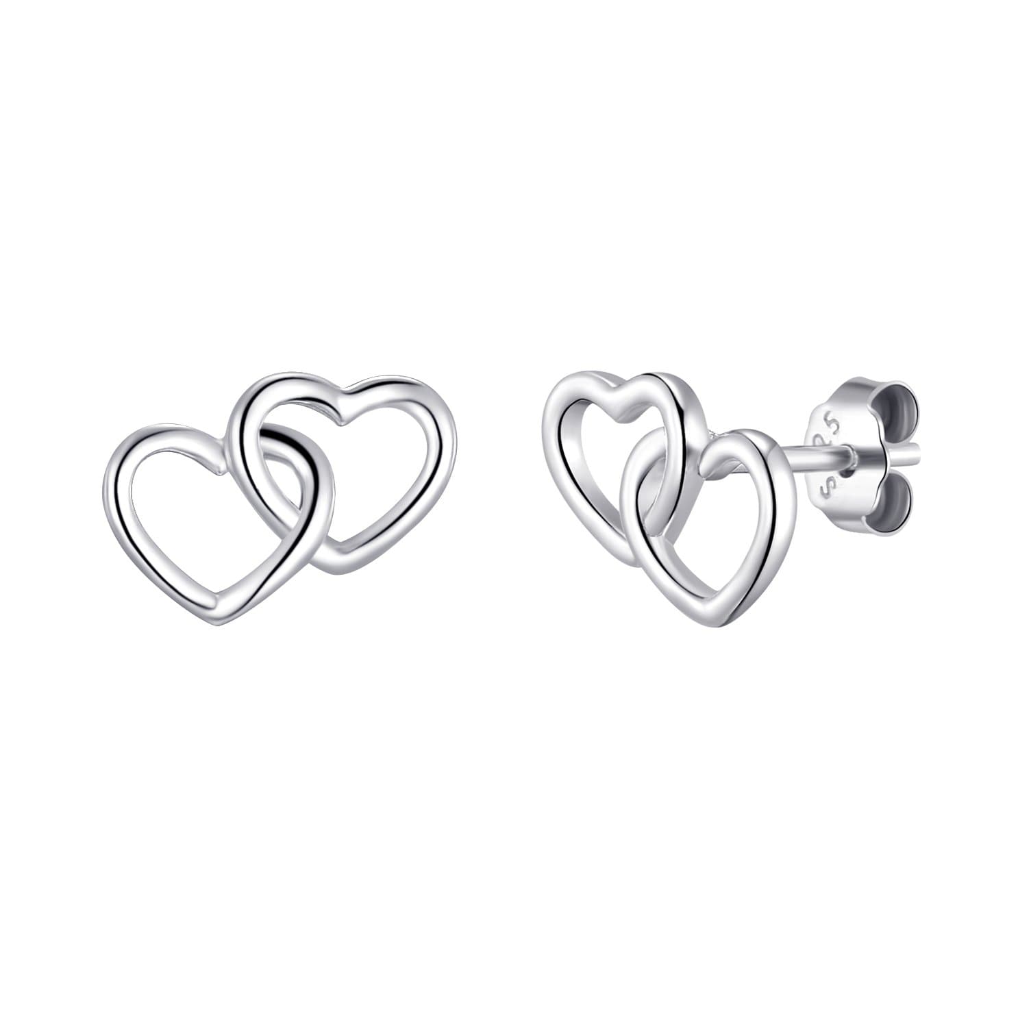 Sterling Silver Heart Link Earrings by Philip Jones Jewellery
