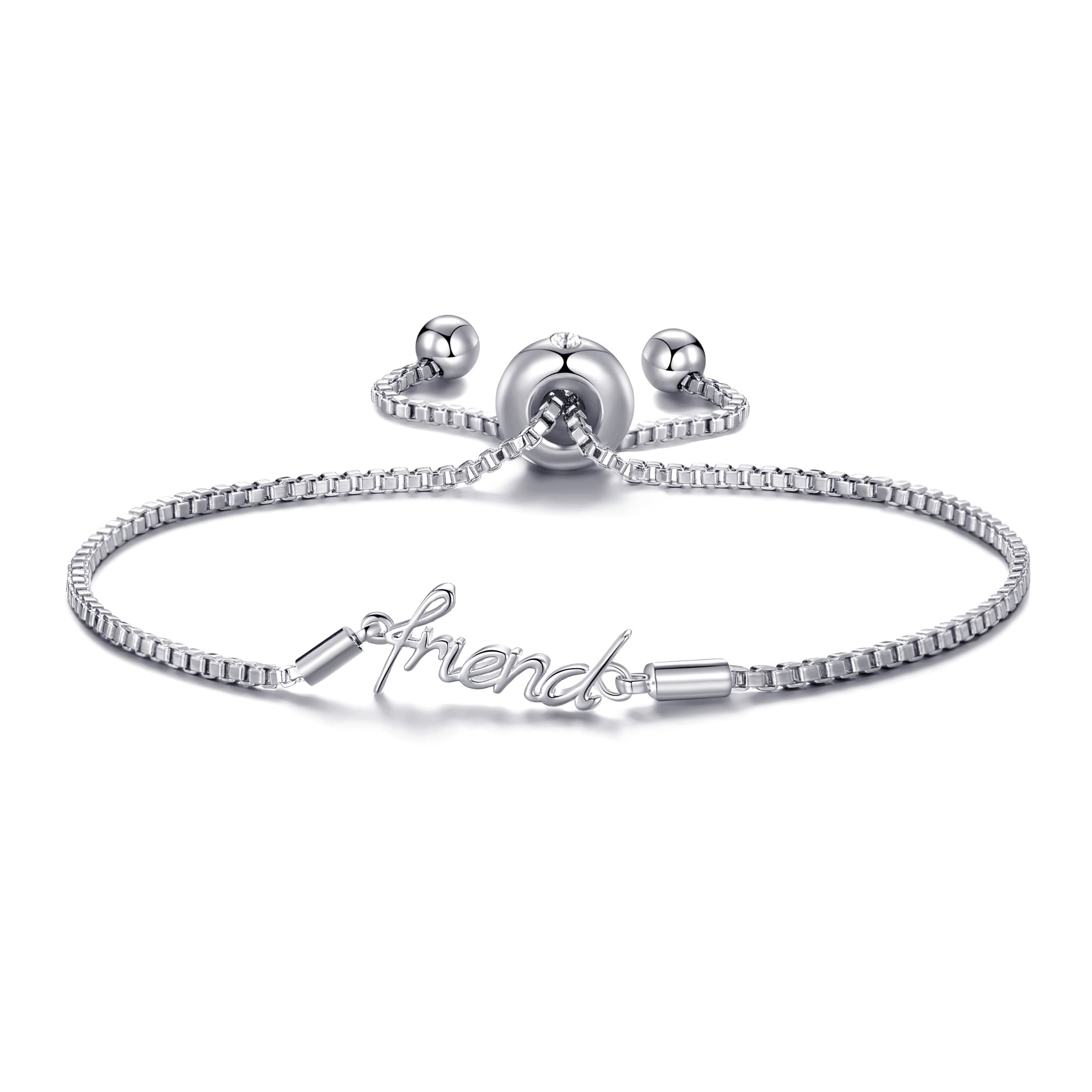 Silver Plated Friend Bracelet Created with Zircondia® Crystals by Philip Jones Jewellery