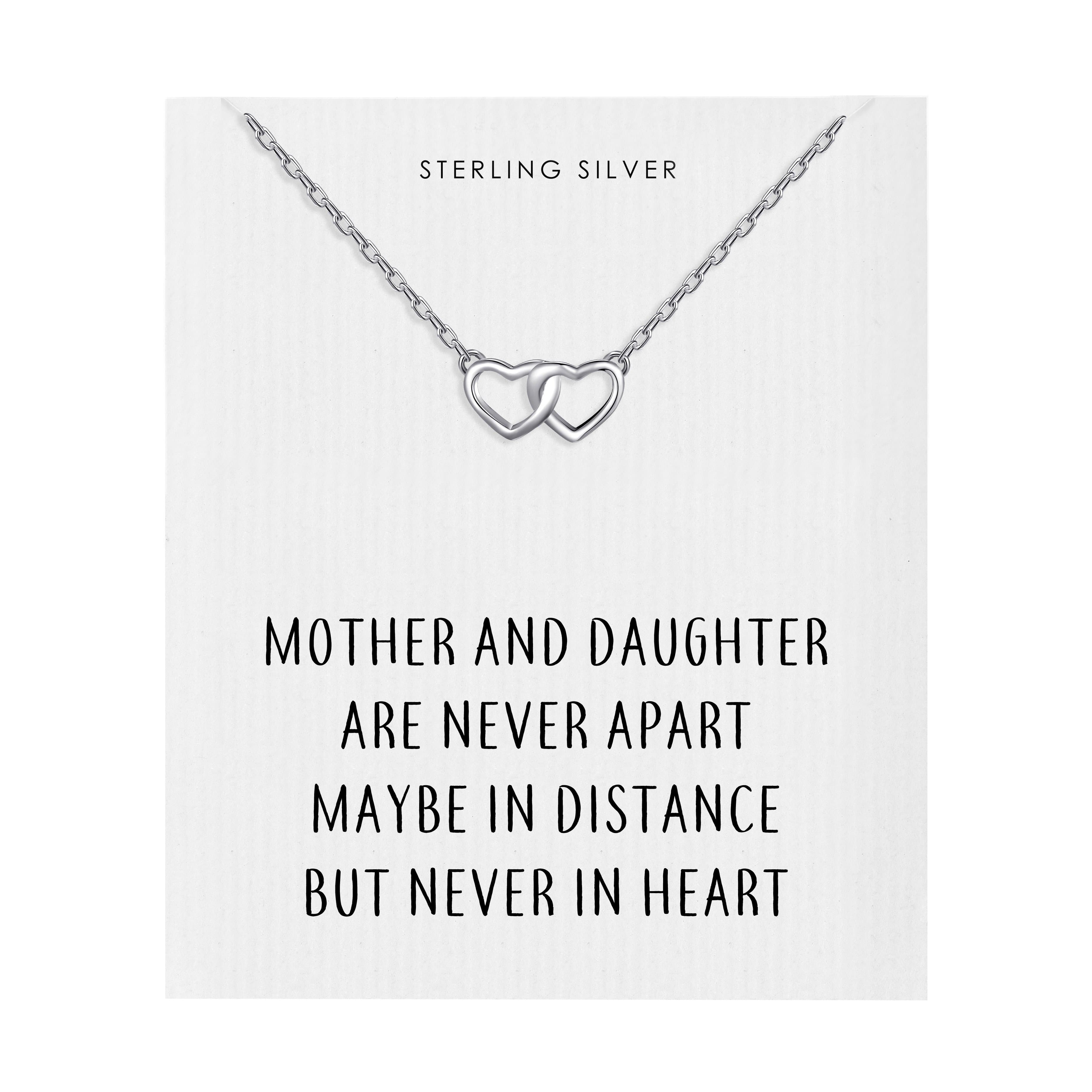 Sterling Silver Mother and Daughter Quote Heart Link Necklace by Philip Jones Jewellery