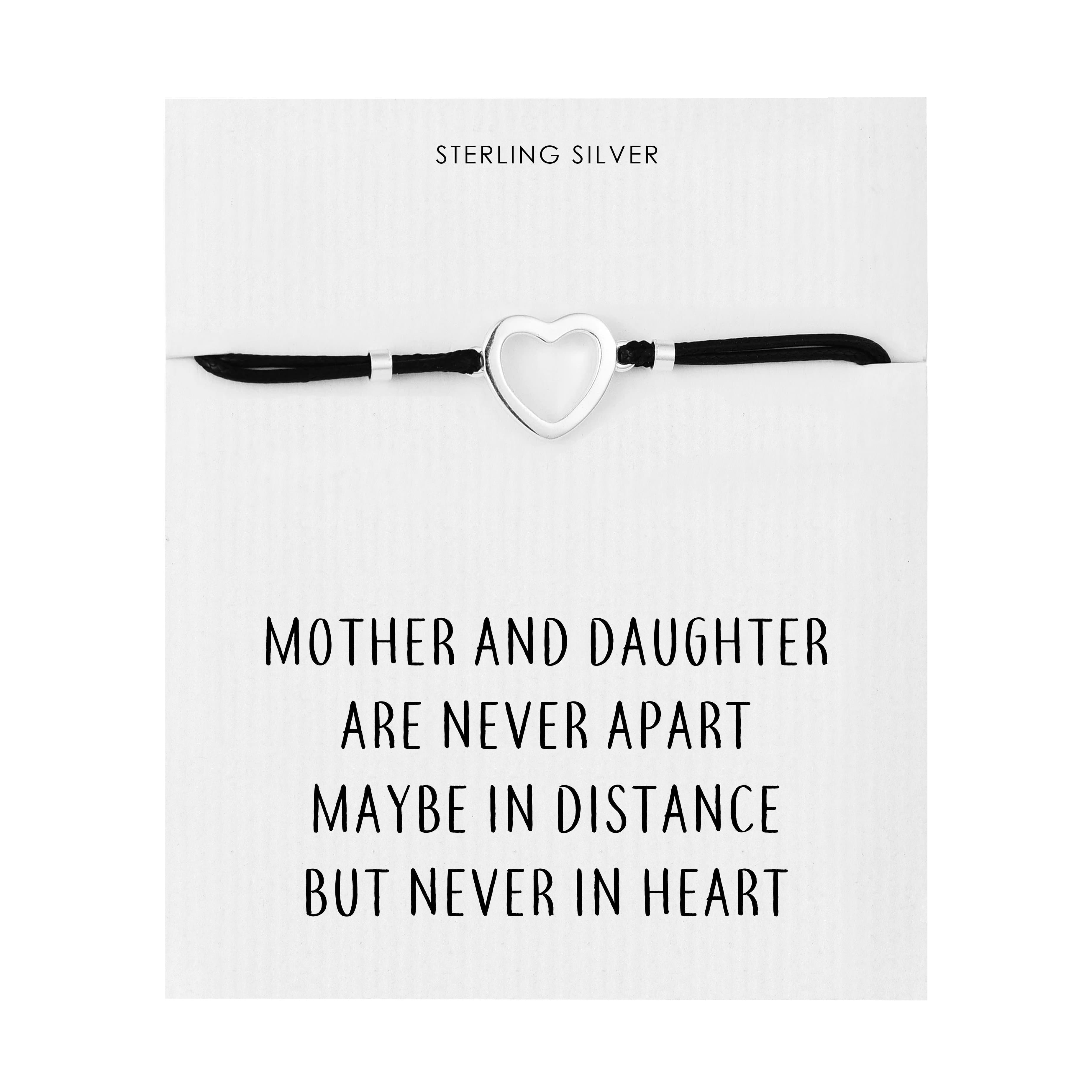 Sterling Silver Mother and Daughter Quote Heart Bracelet by Philip Jones Jewellery