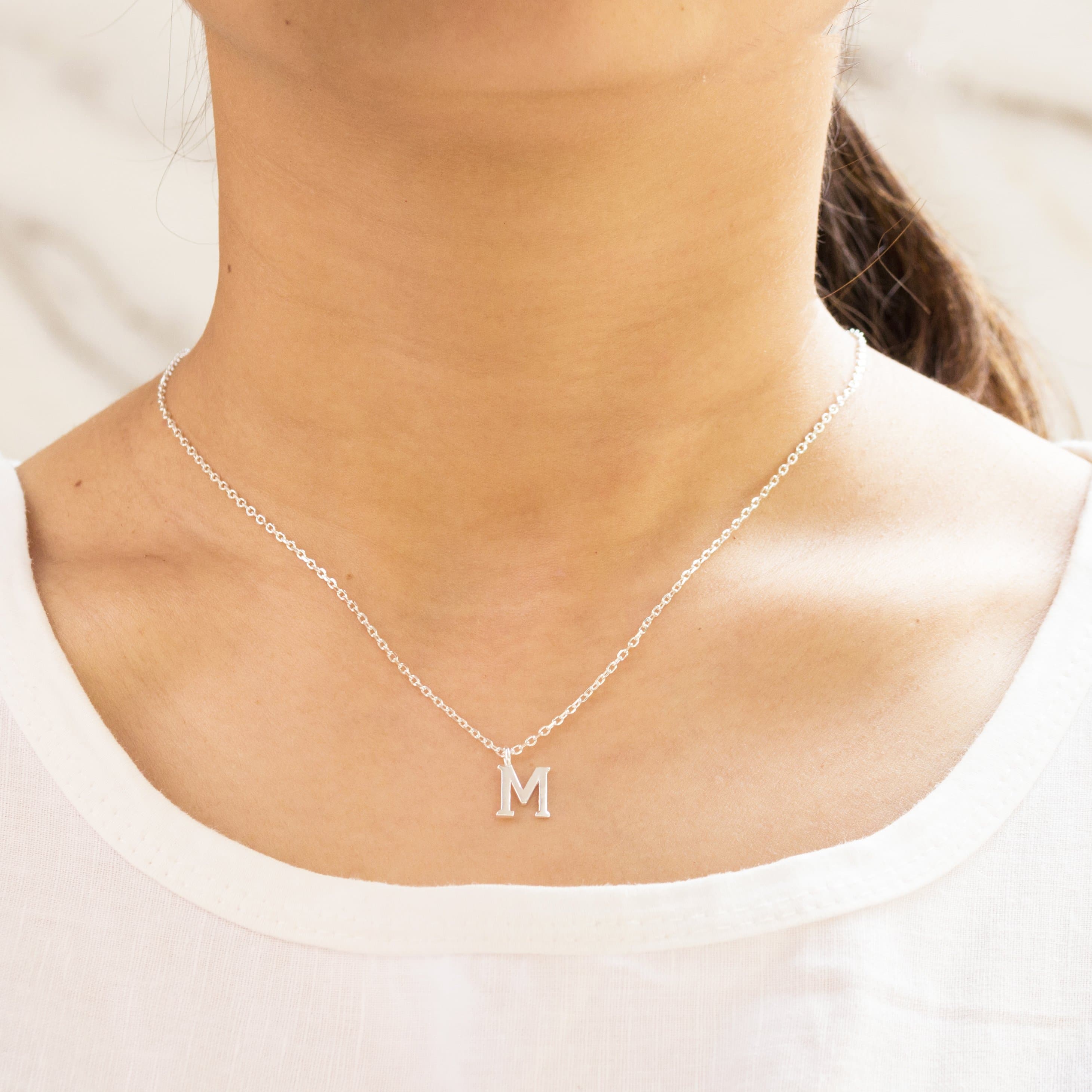Sterling Silver Initial M Necklace