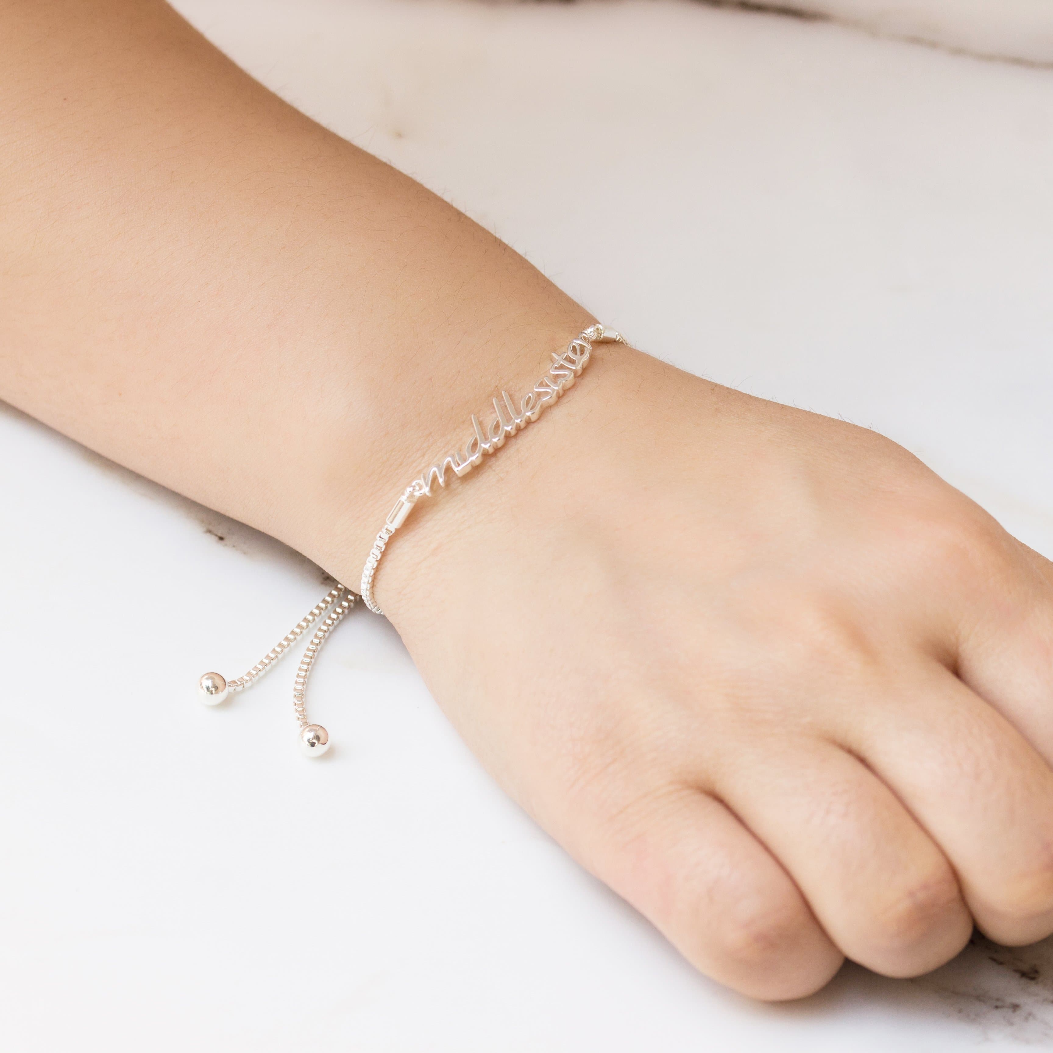 Silver Plated Middle Sister Bracelet Created with Zircondia® Crystals