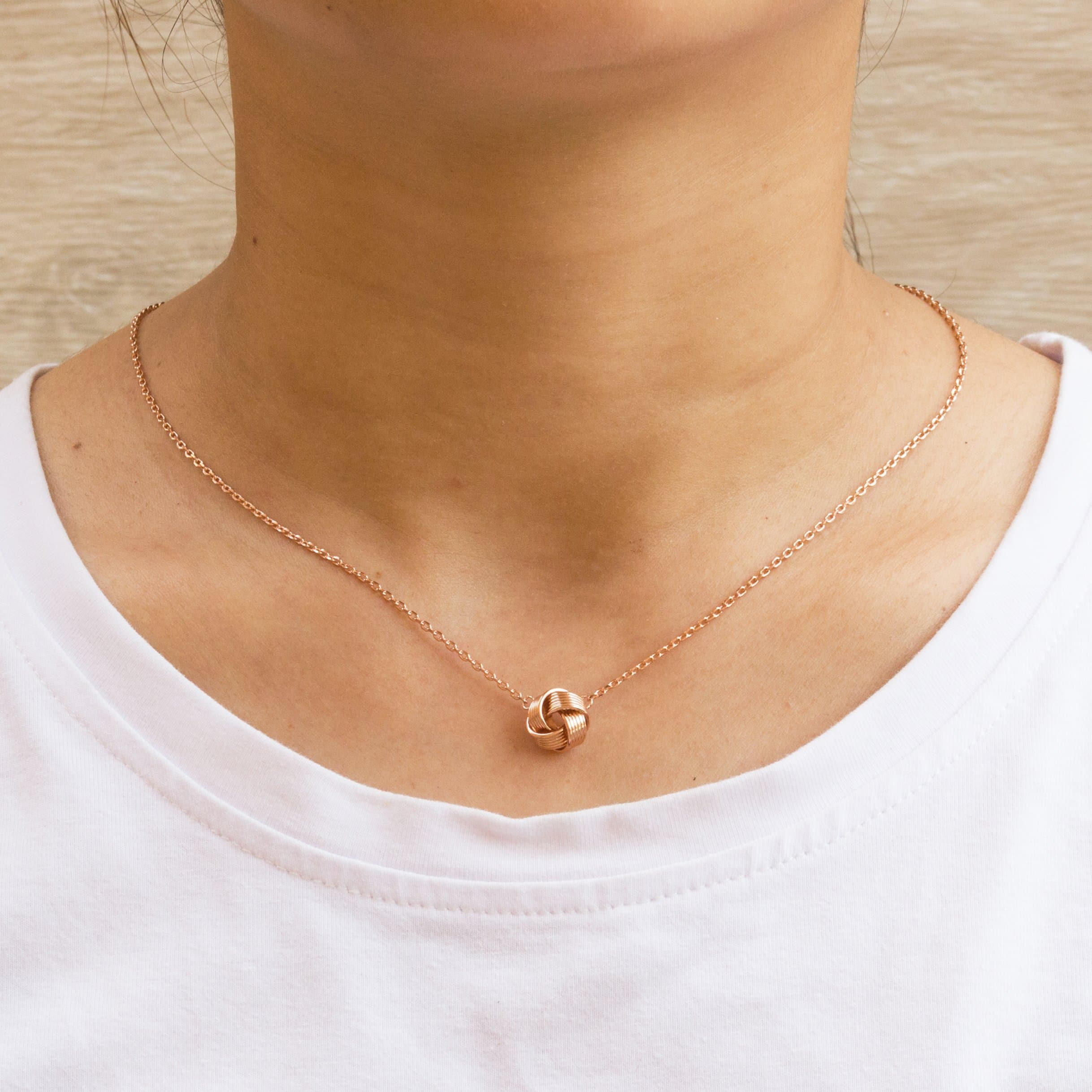 Rose Gold Plated Love Knot Necklace