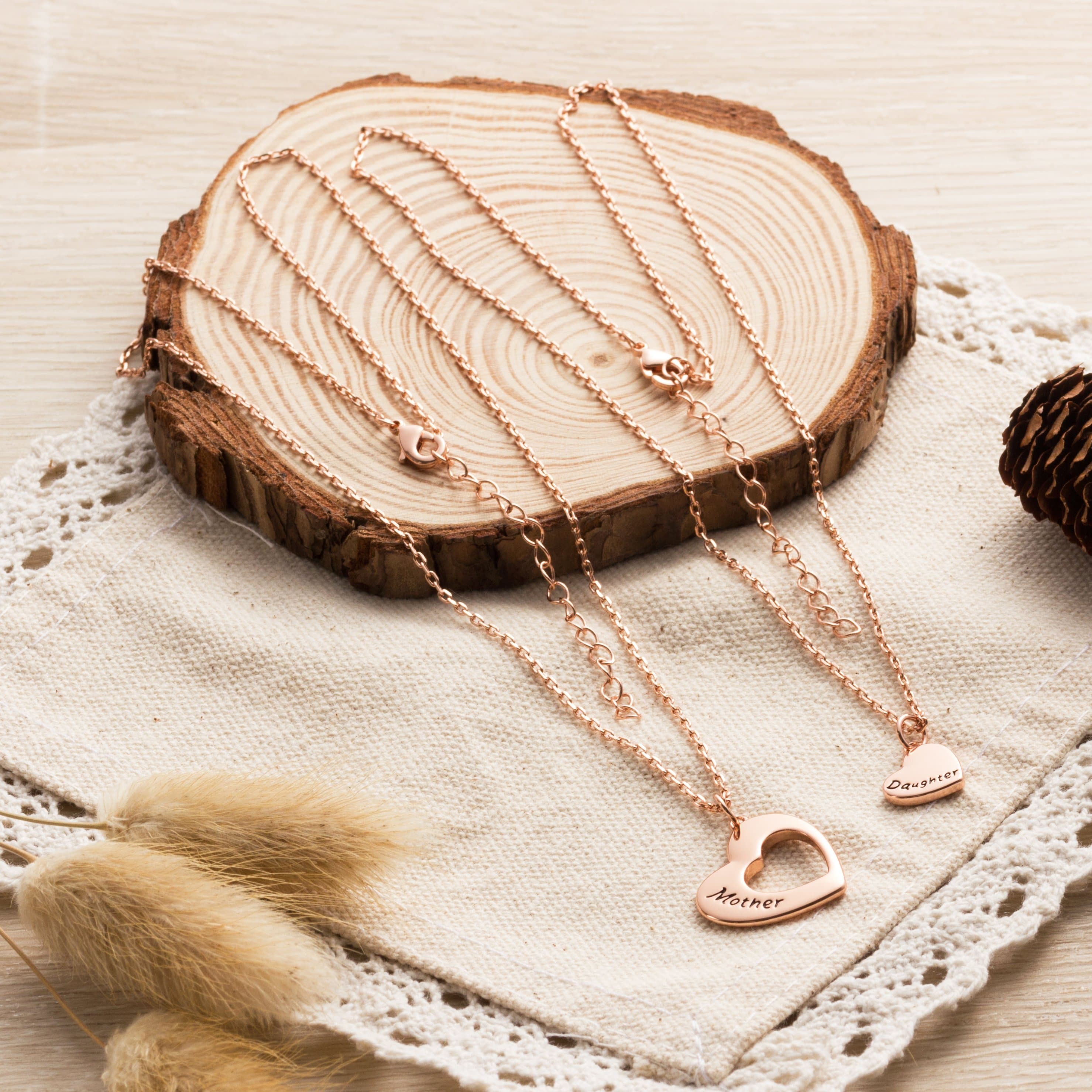 Rose Gold Plated Mother and Daughter Necklace Set