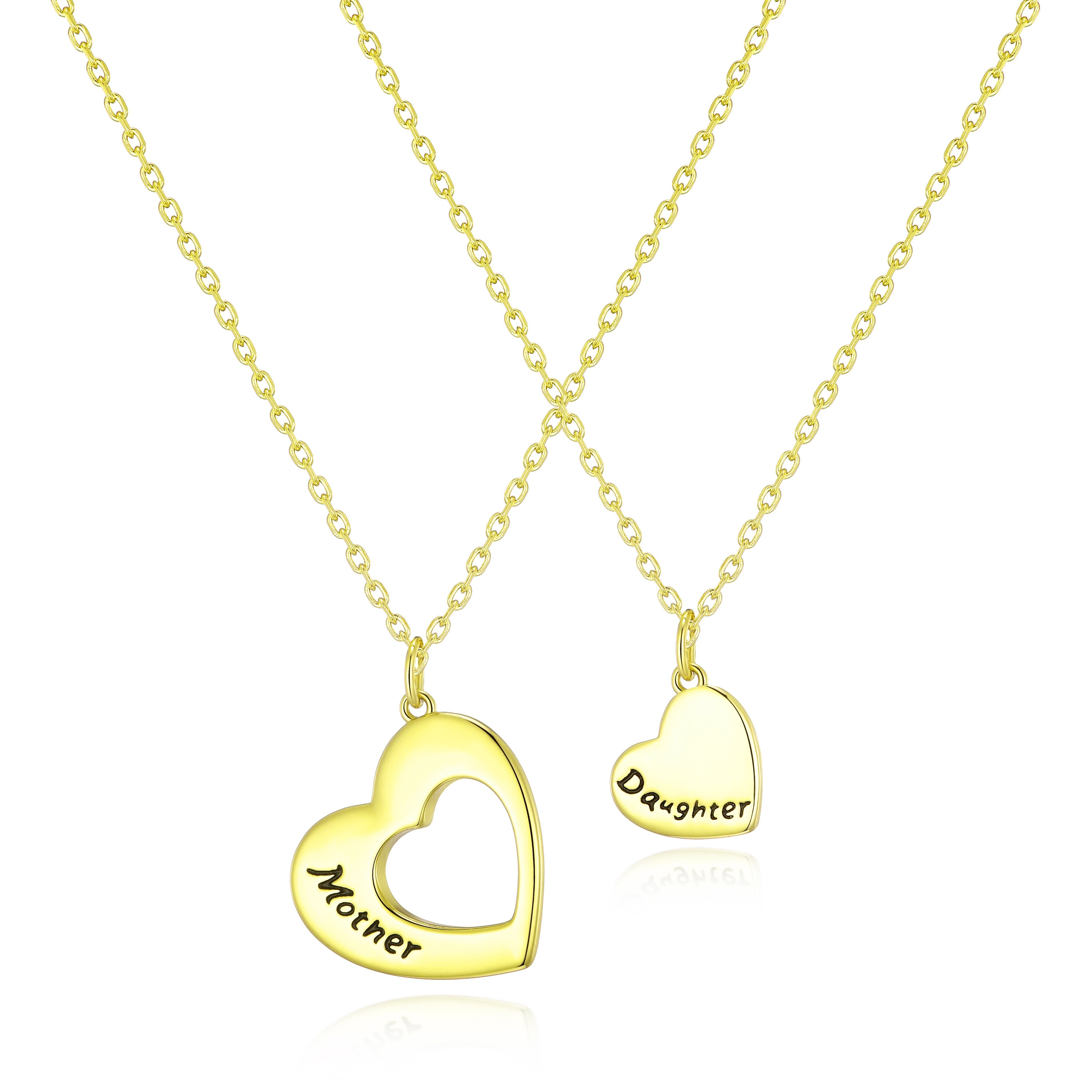 Gold Plated Mother and Daughter Necklace Set with Quote Card