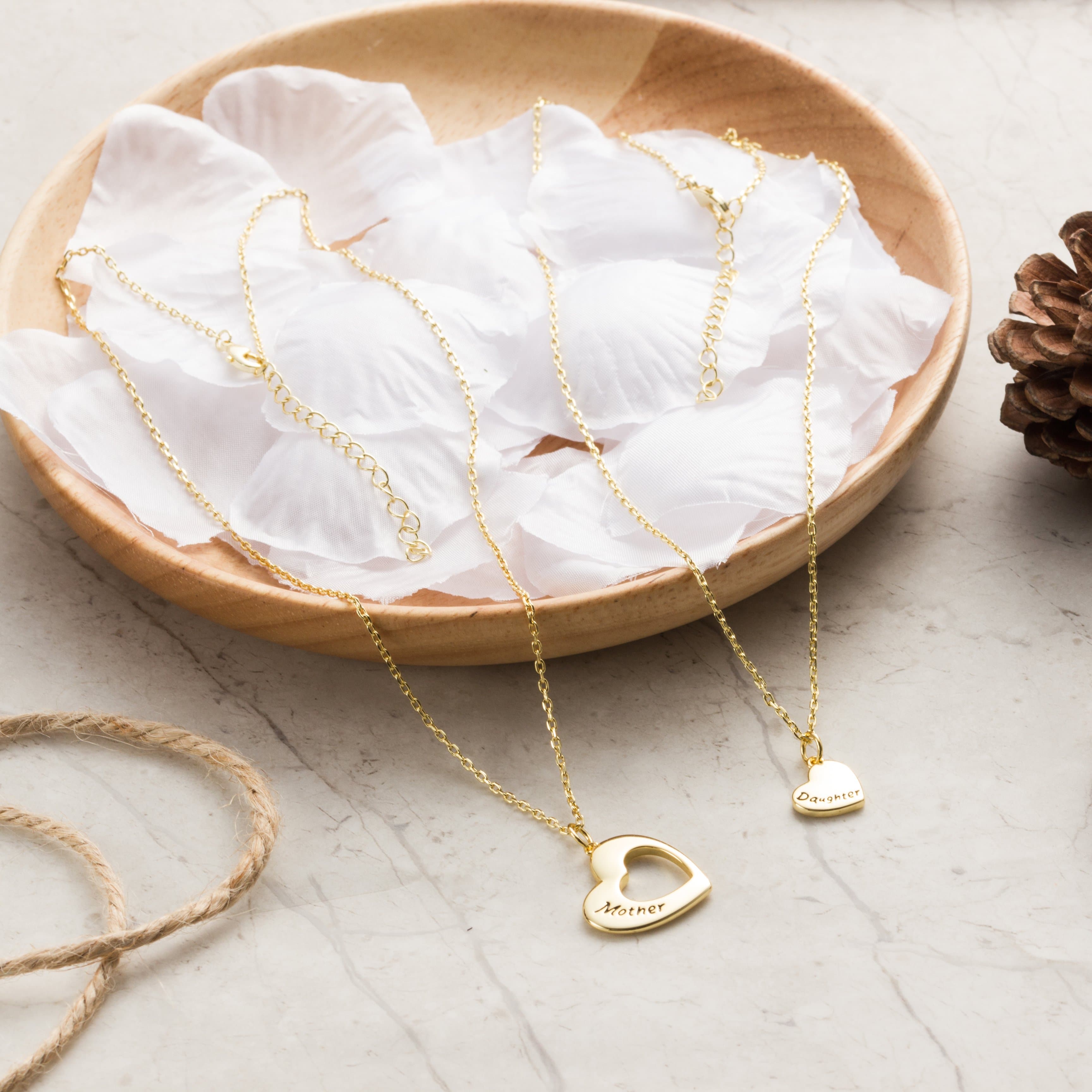 Gold Plated Mother and Daughter Necklace Set