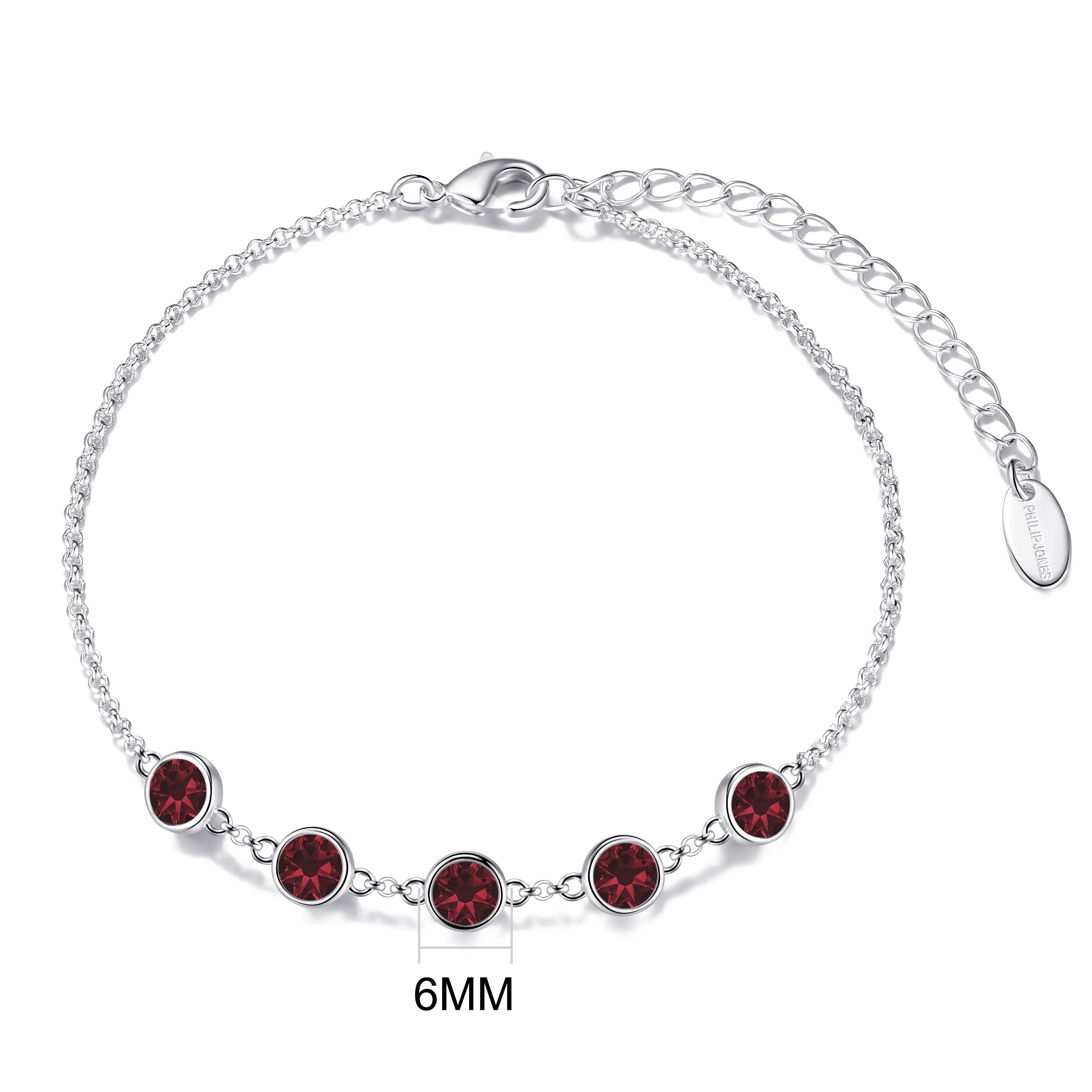 Dark Red Crystal Chain Bracelet Created with Zircondia® Crystals