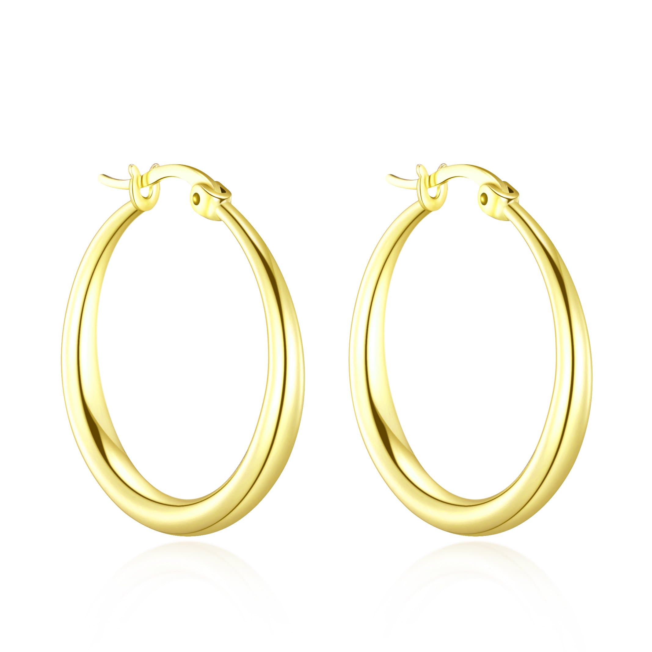 Gold Plated 25mm Hoop Earrings by Philip Jones Jewellery