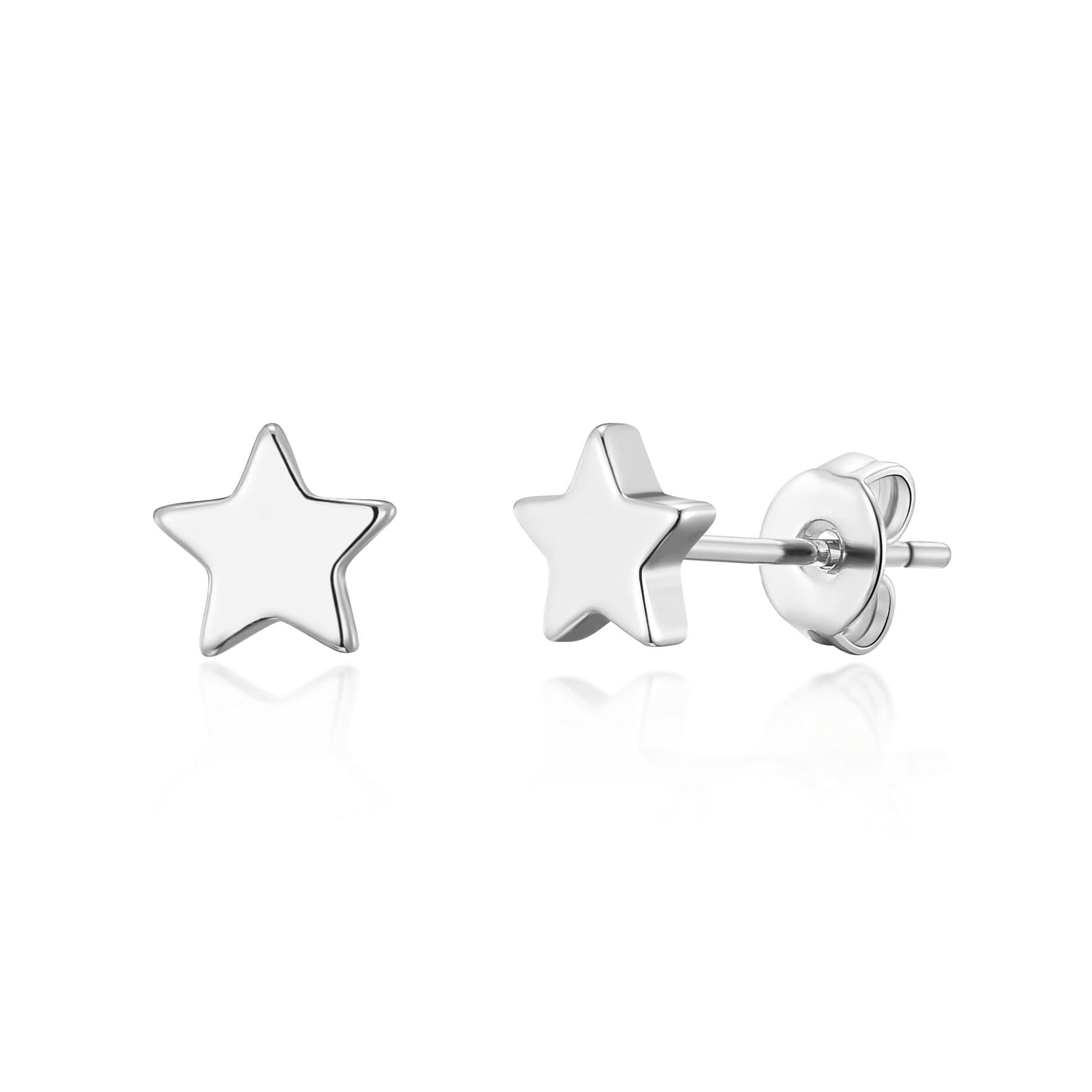 Silver Plated Star Stud Earrings by Philip Jones Jewellery