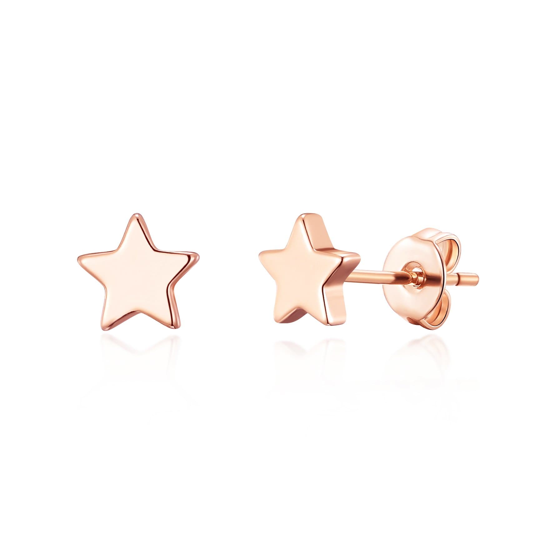 Rose Gold Plated Star Stud Earrings by Philip Jones Jewellery