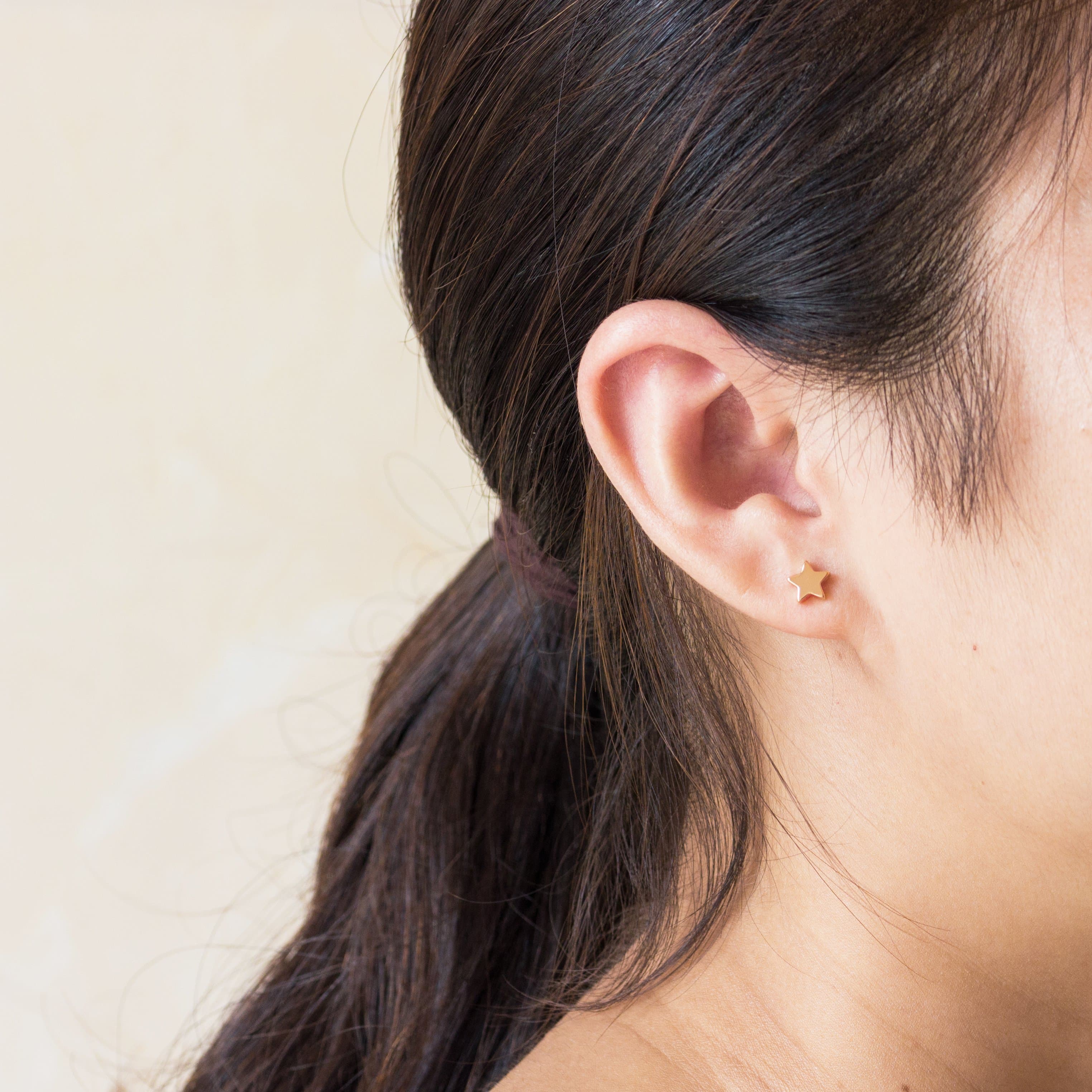 Rose Gold Plated Star Stud Earrings