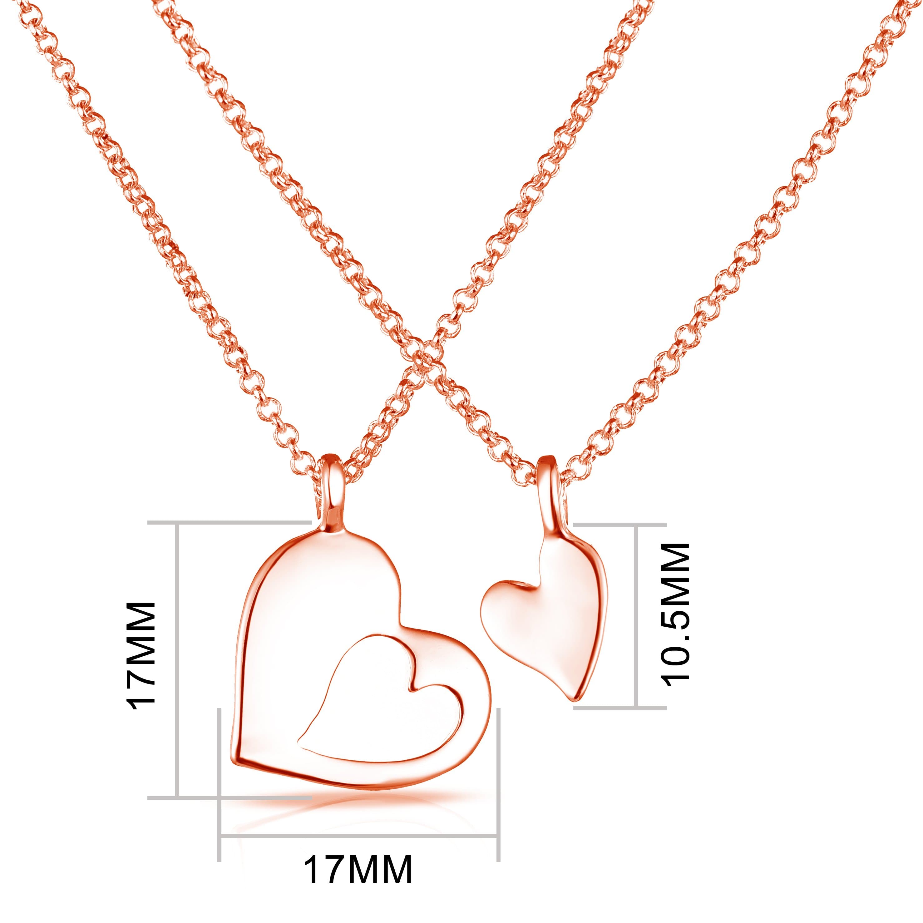 Rose Gold Plated Big Sister Little Sister Piece of My Heart Necklace Set