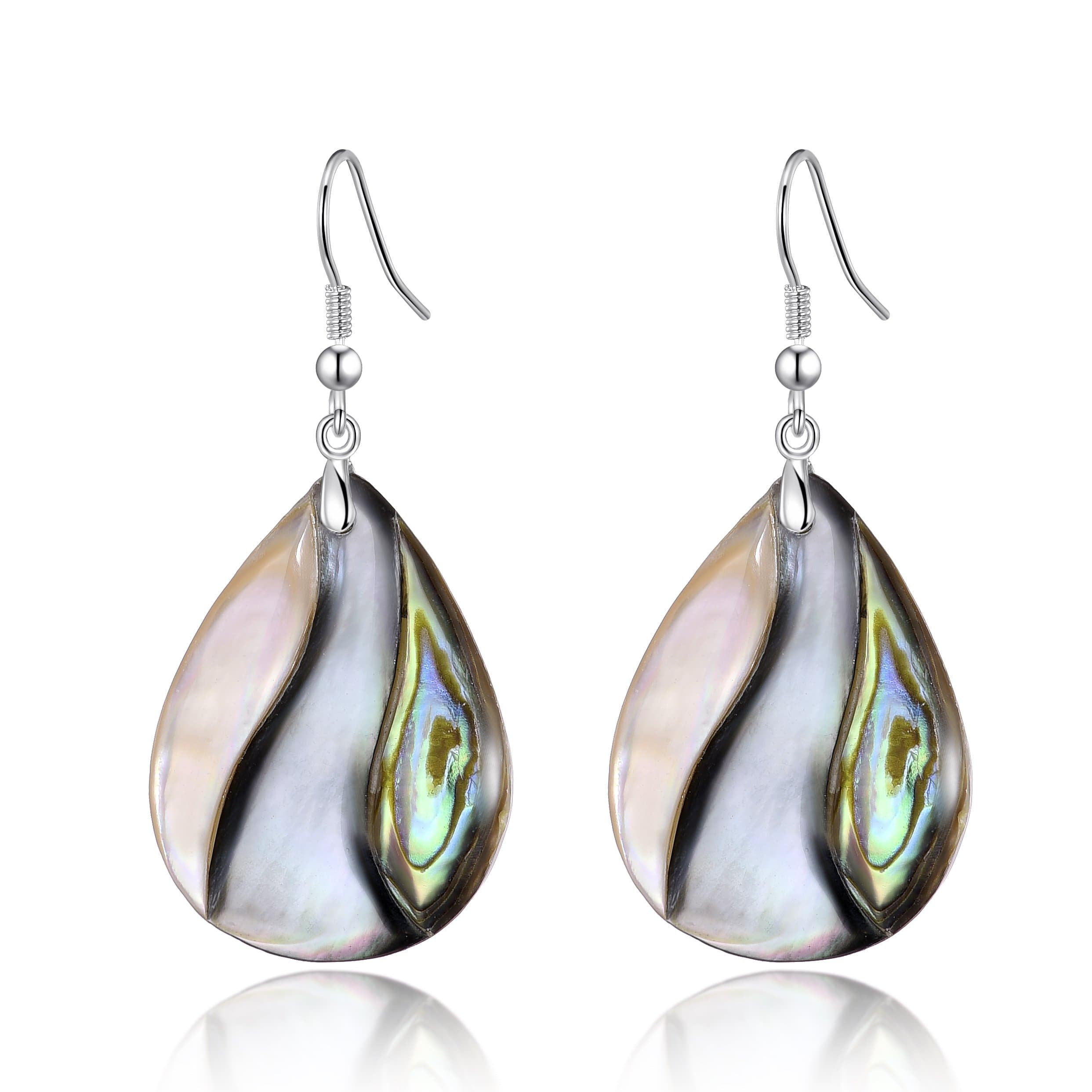 Abalone Shell Pear Drop Earrings by Philip Jones Jewellery