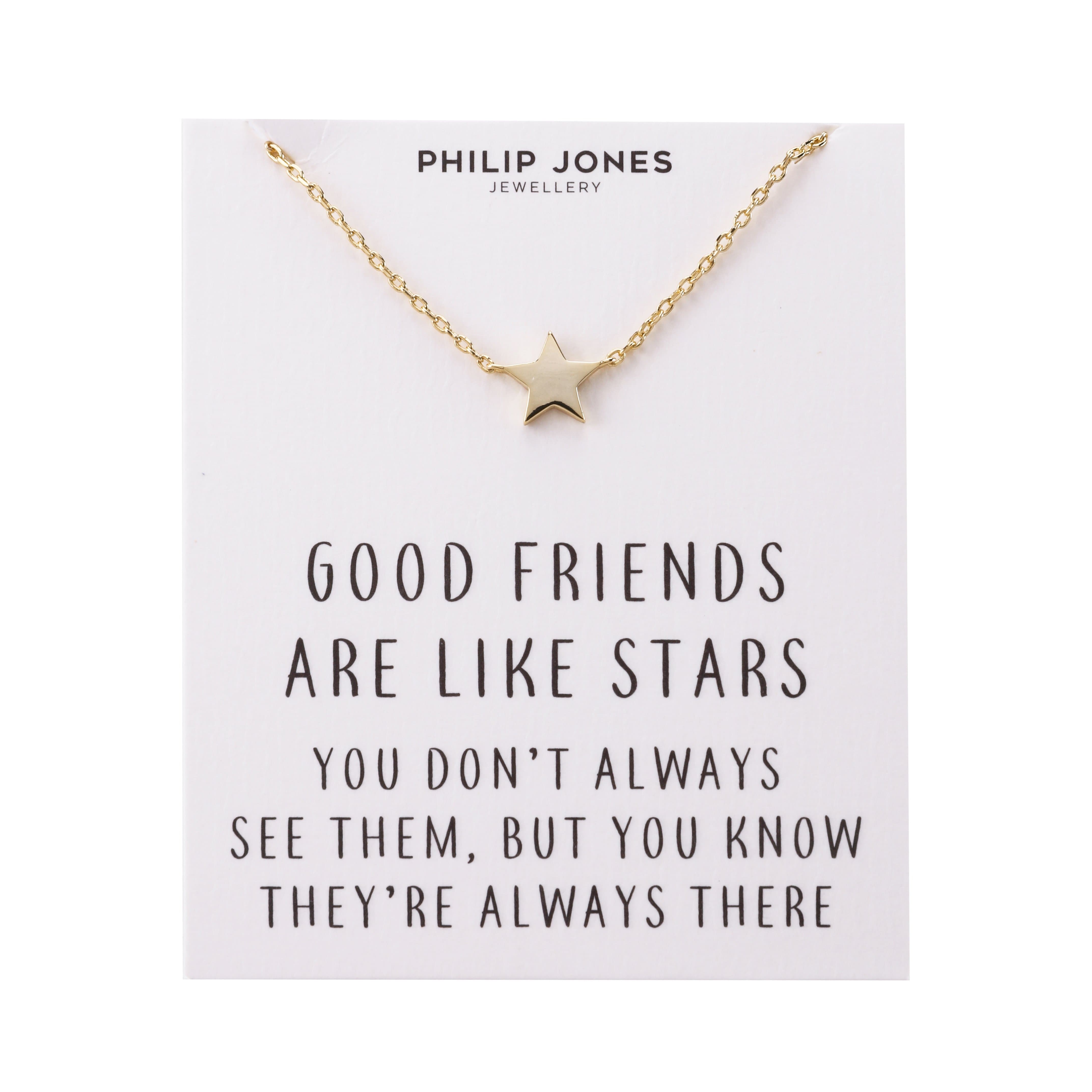 Gold Plated Star Necklace with Quote Card by Philip Jones Jewellery