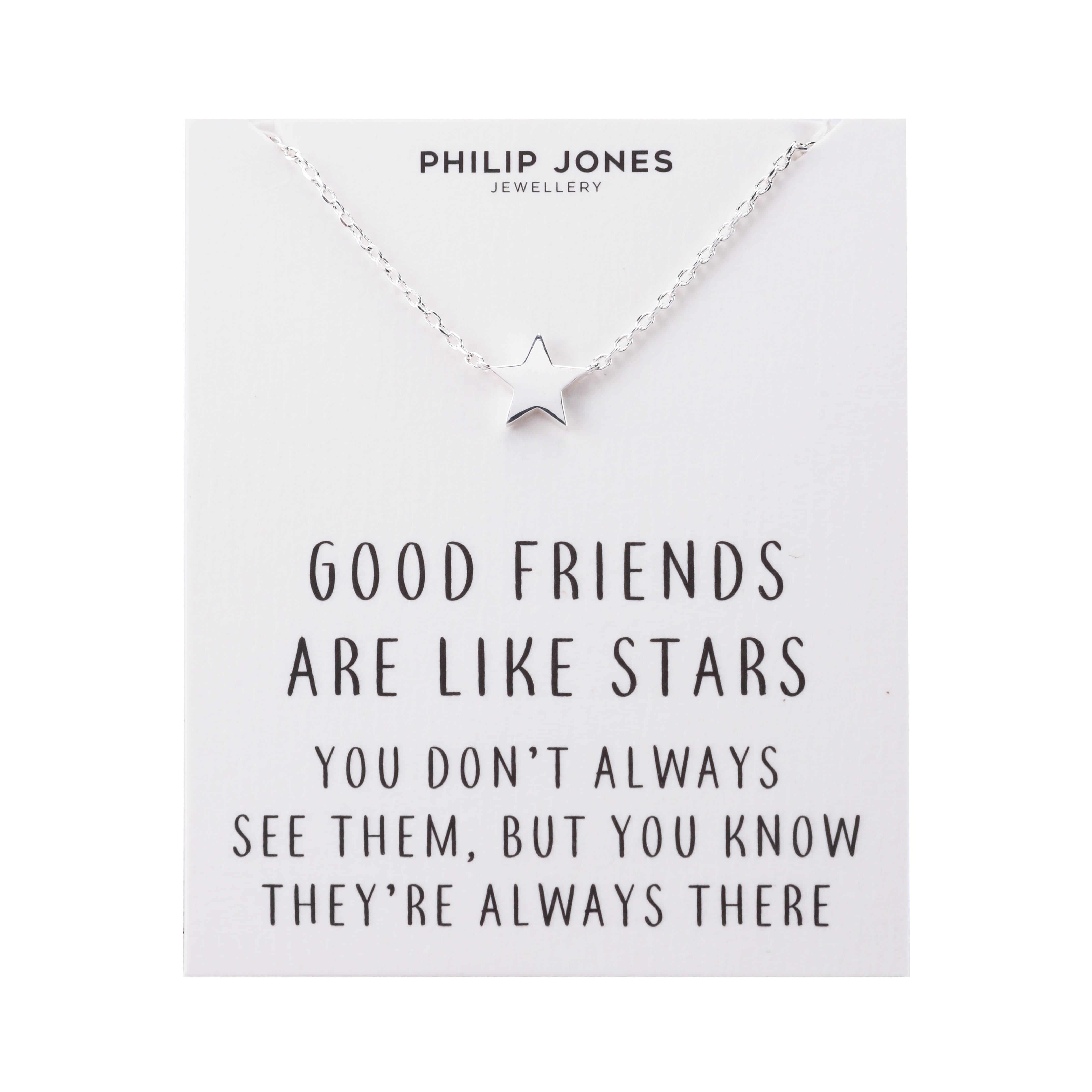 Silver Plated Star Necklace with Quote Card by Philip Jones Jewellery