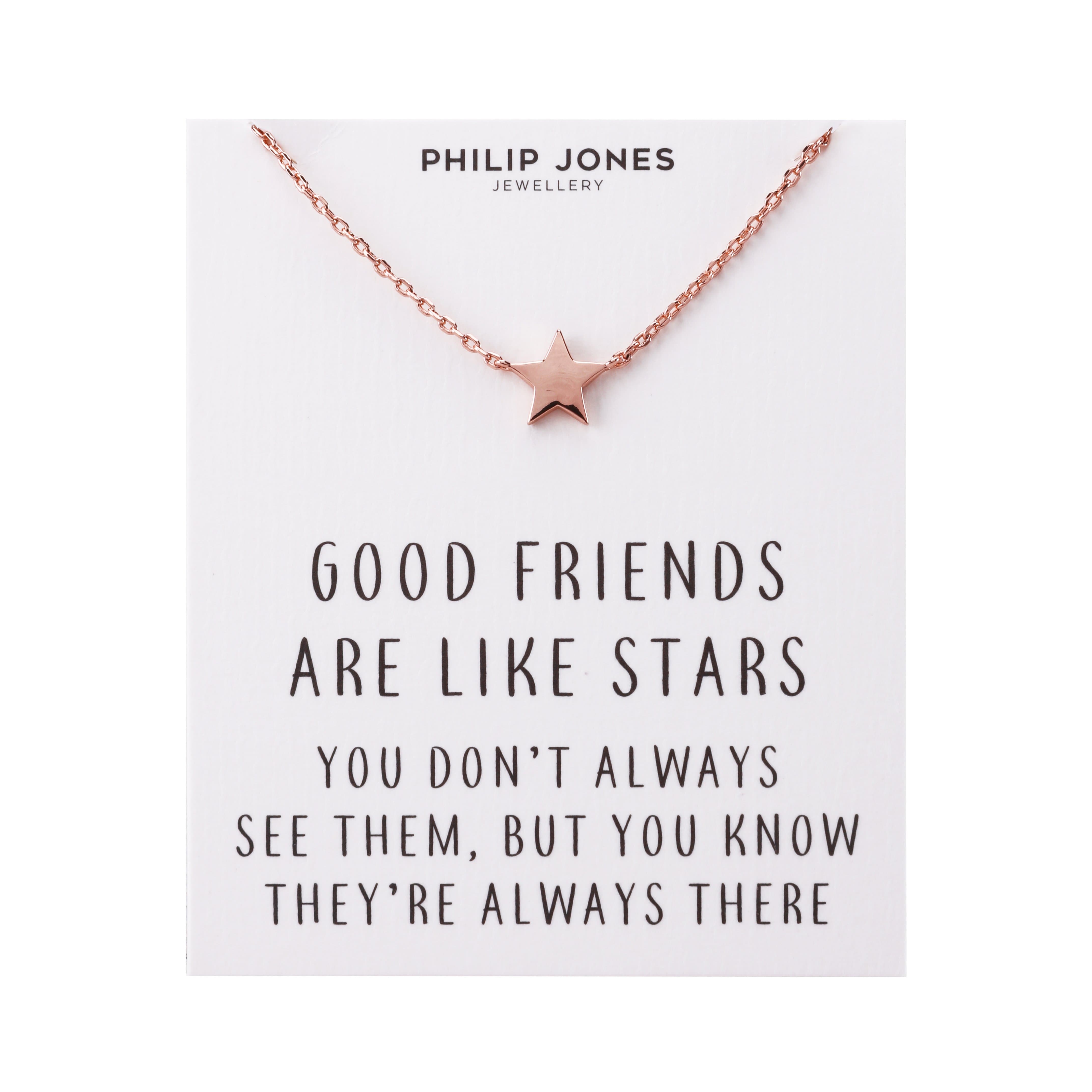 Rose Gold Plated Star Necklace with Quote Card by Philip Jones Jewellery