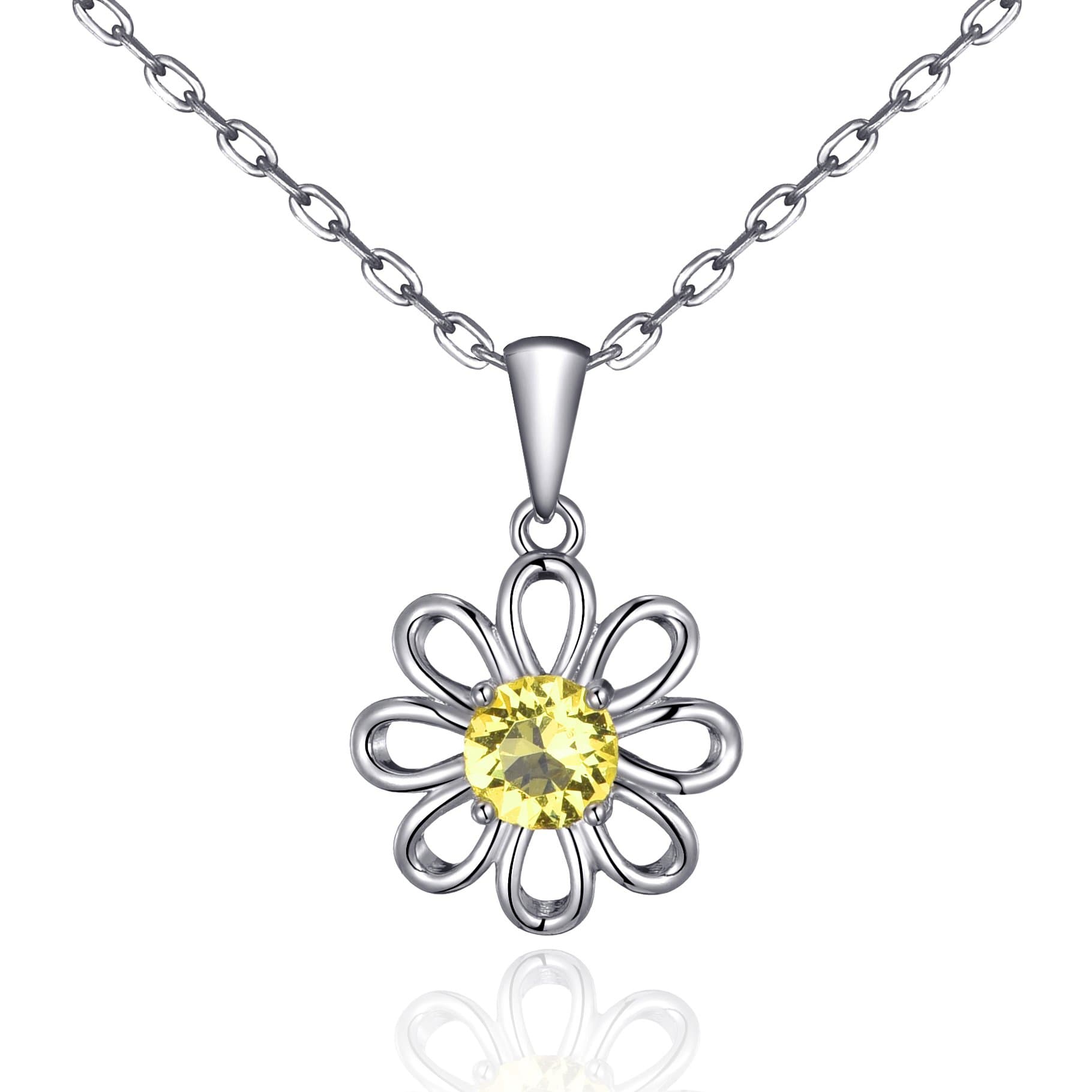 Daisy Necklace Created with Zircondia® Crystals by Philip Jones Jewellery