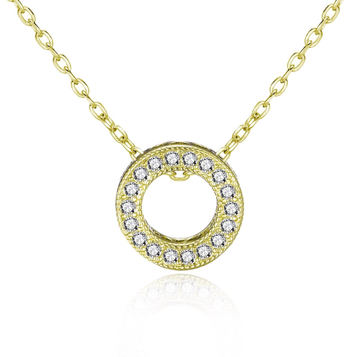 Gold Plated Circle of Life Necklace Created with Zircondia® Crystals by Philip Jones Jewellery