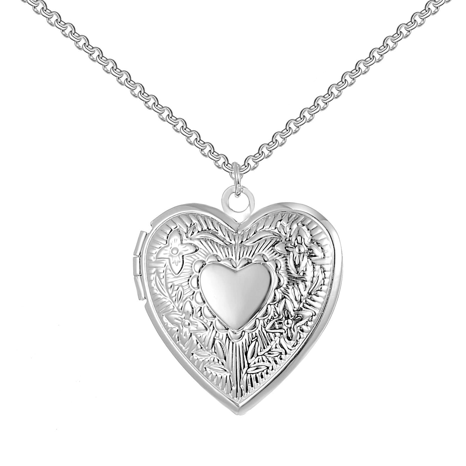 Silver Plated Heart Locket by Philip Jones Jewellery