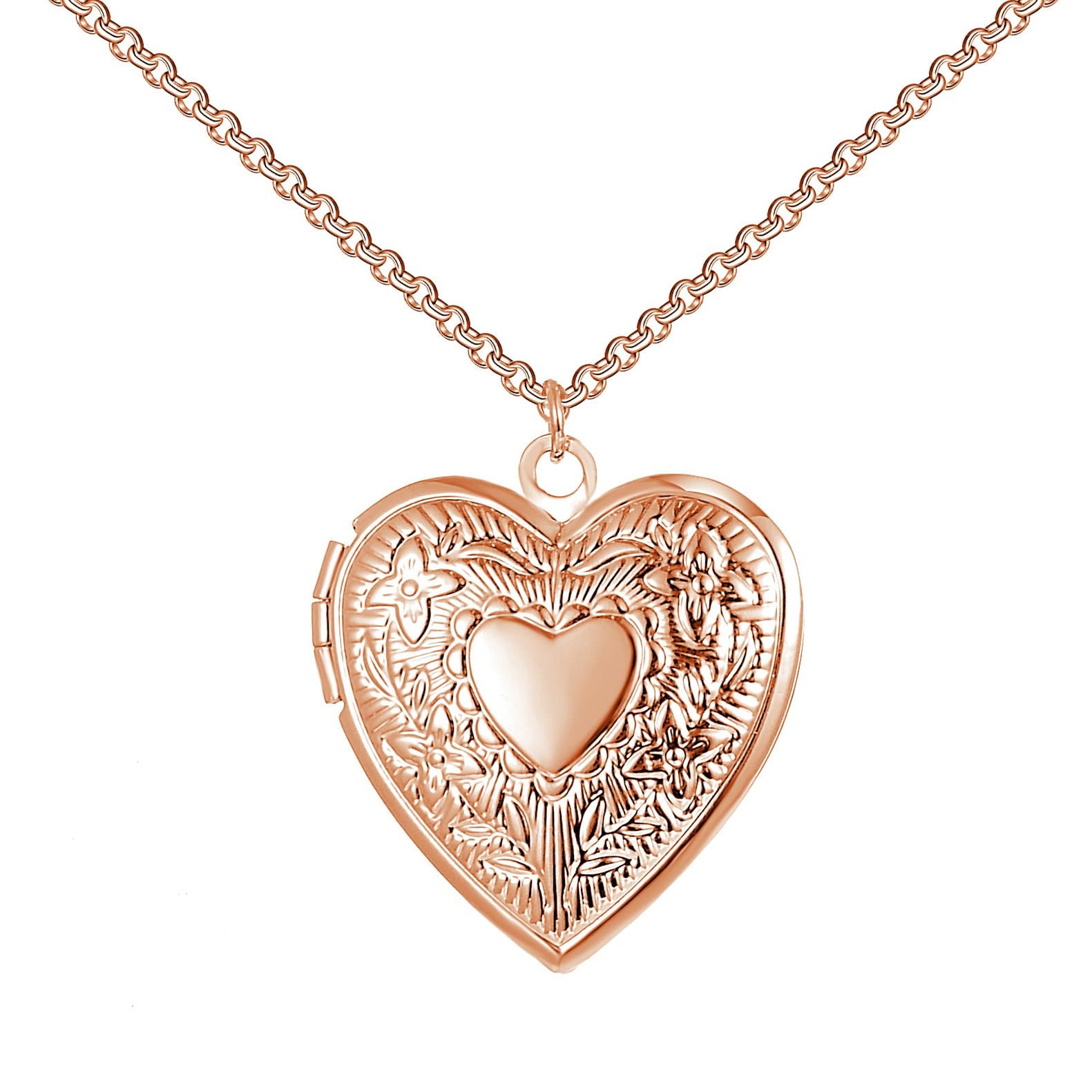 Rose Gold Plated Heart Locket by Philip Jones Jewellery