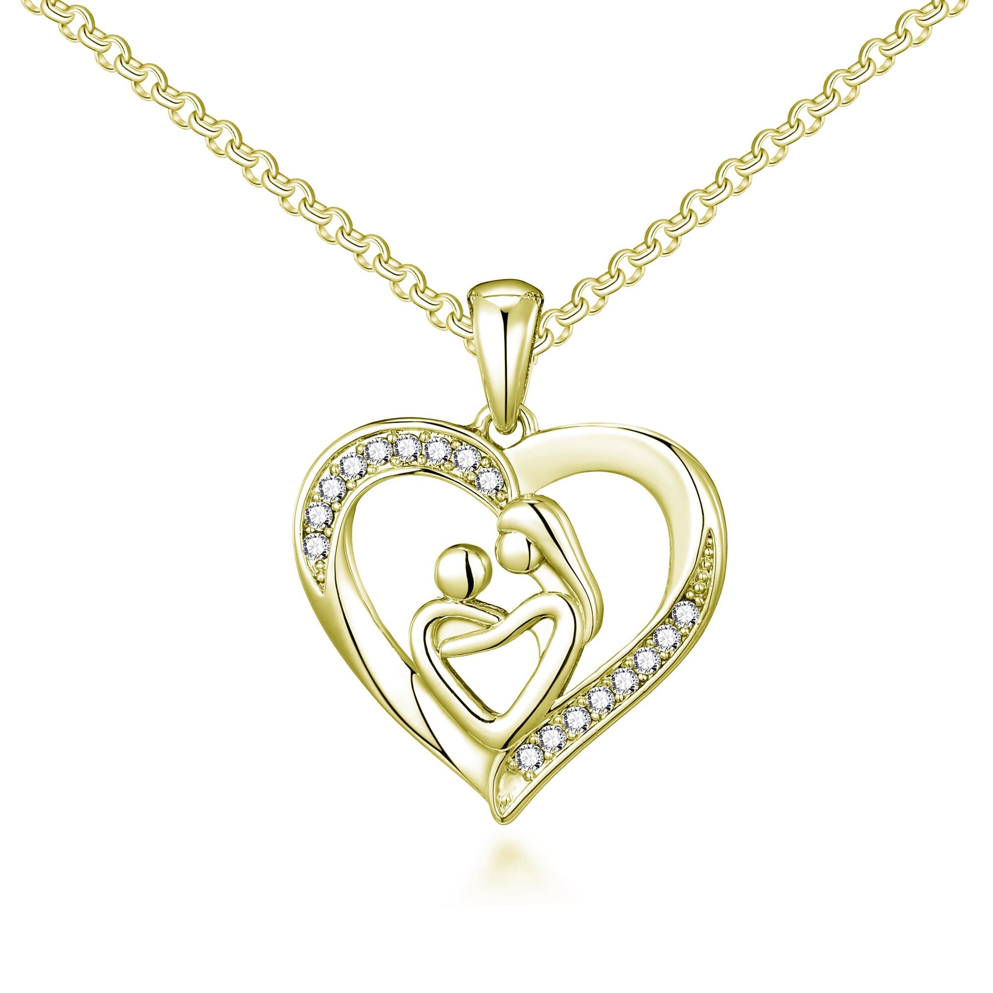 Gold Plated Mother And Child Necklace Created with Zircondia® Crystals by Philip Jones Jewellery
