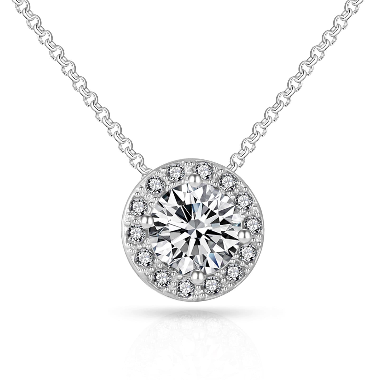 Halo Necklace Created with Zircondia® Crystals