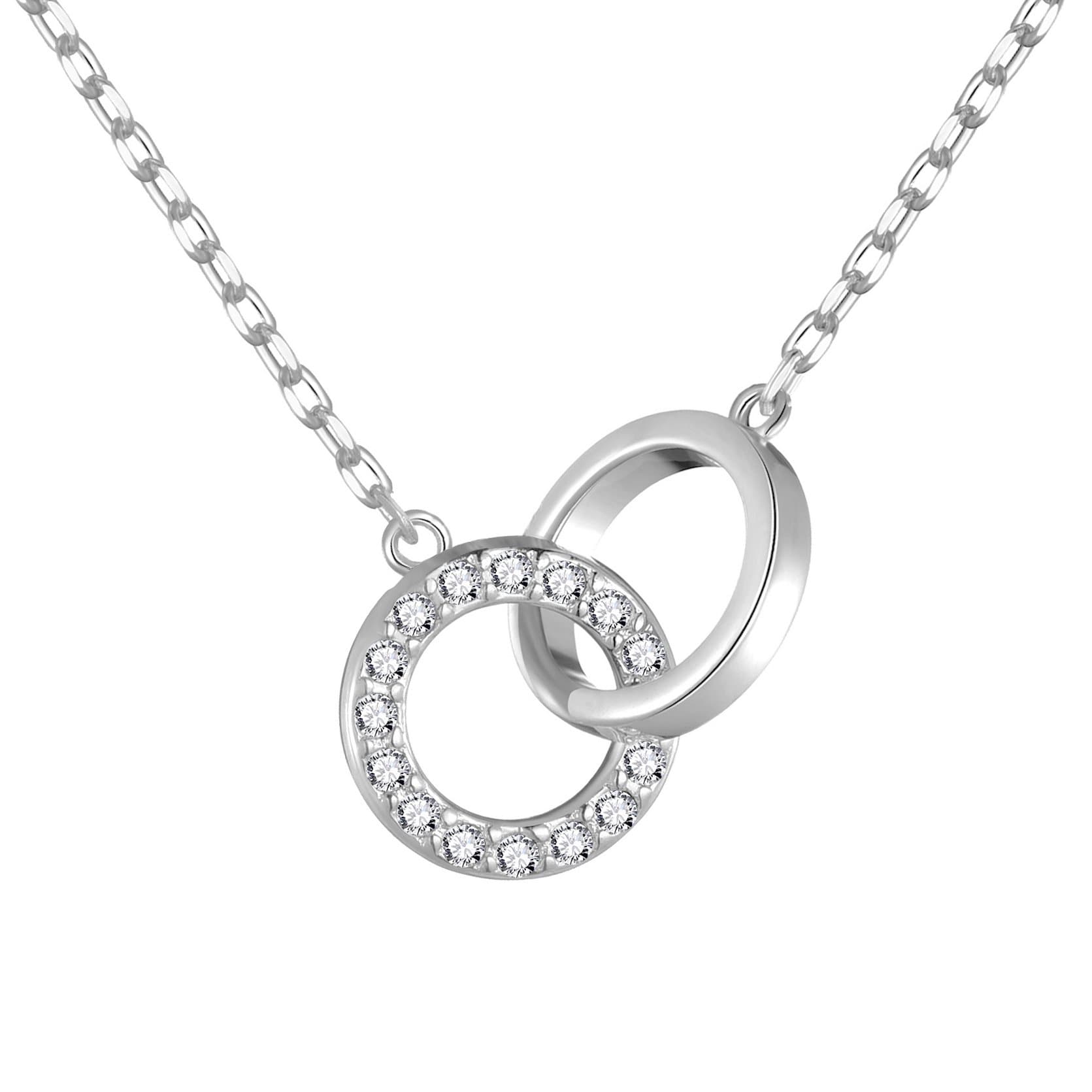 Circle Link Necklace Created with Zircondia® Crystals by Philip Jones Jewellery
