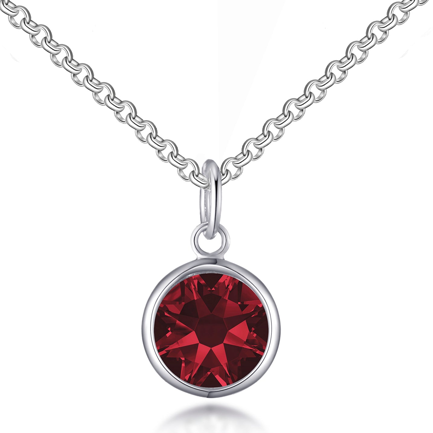 Dark Red Crystal Necklace Created with Zircondia® Crystals by Philip Jones Jewellery