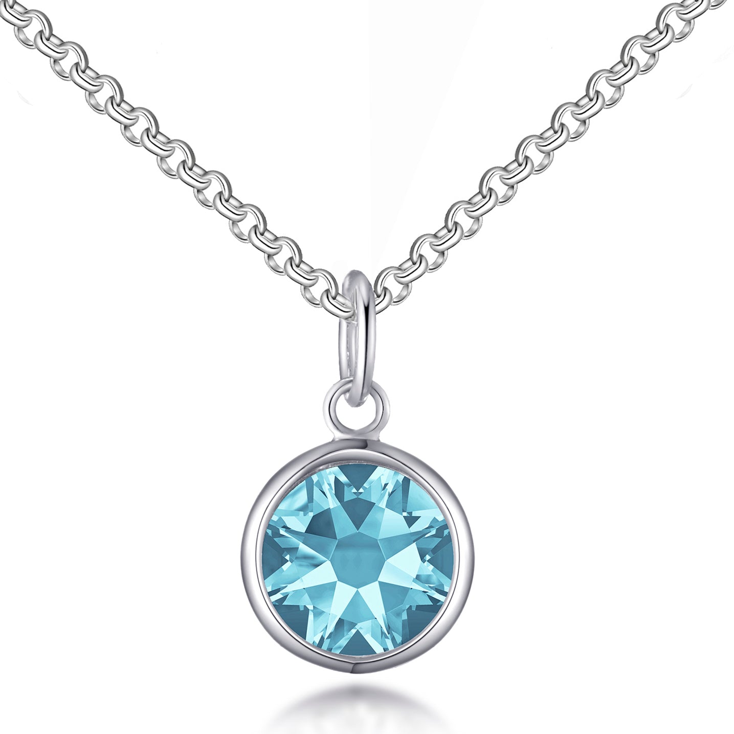 Light Blue Crystal Necklace Created with Zircondia® Crystals by Philip Jones Jewellery