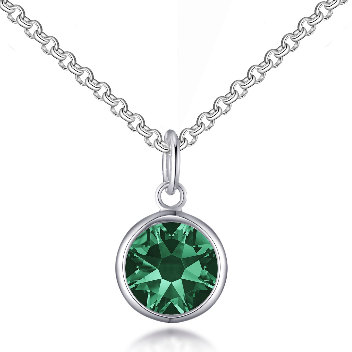 Green Crystal Necklace Created with Zircondia® Crystals by Philip Jones Jewellery