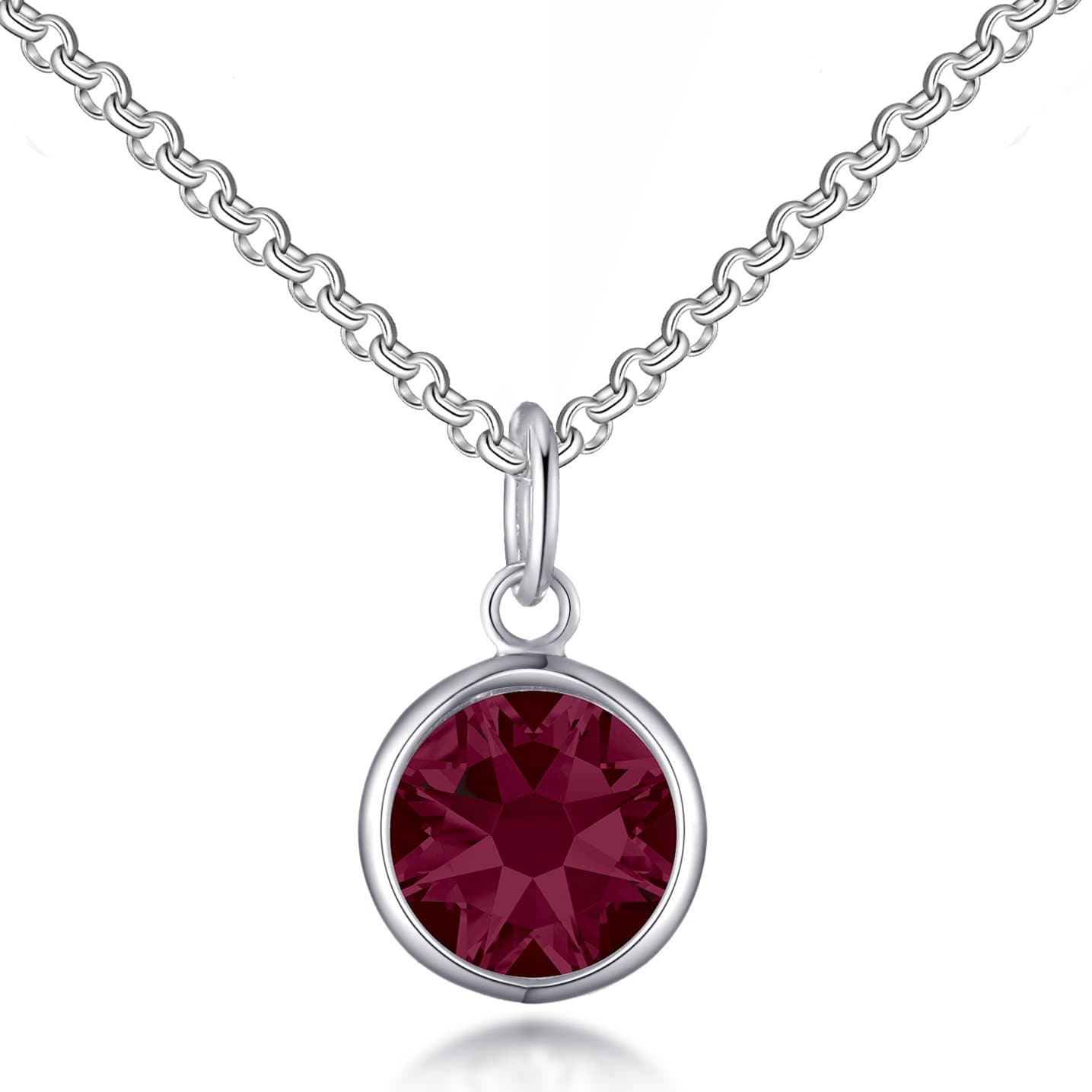 July (Ruby) Birthstone Necklace Created with Zircondia® Crystals