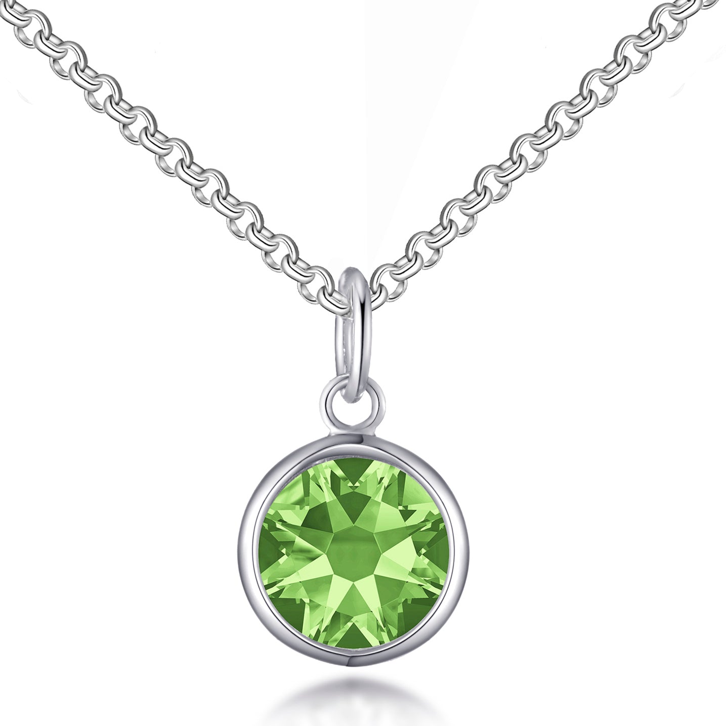 Light Green Crystal Necklace Created with Zircondia® Crystals by Philip Jones Jewellery