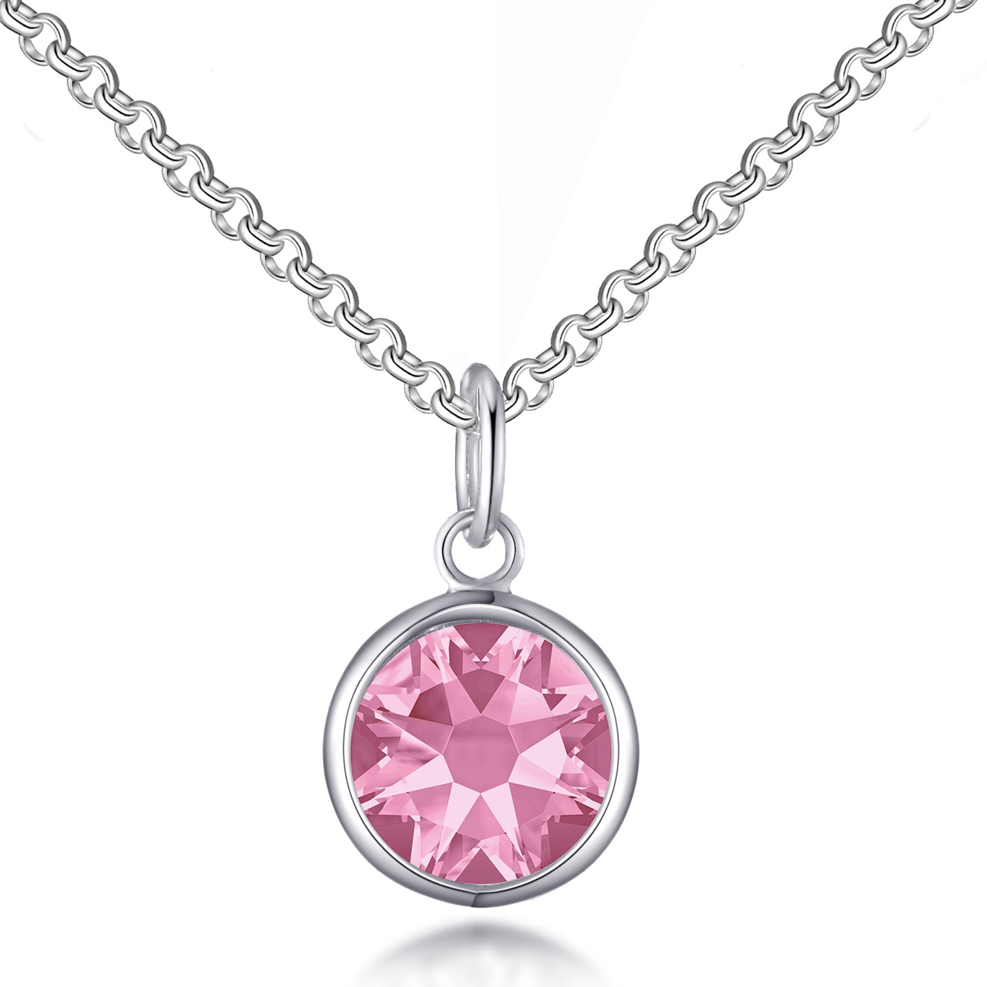 Pink Crystal Necklace Created with Zircondia® Crystals by Philip Jones Jewellery