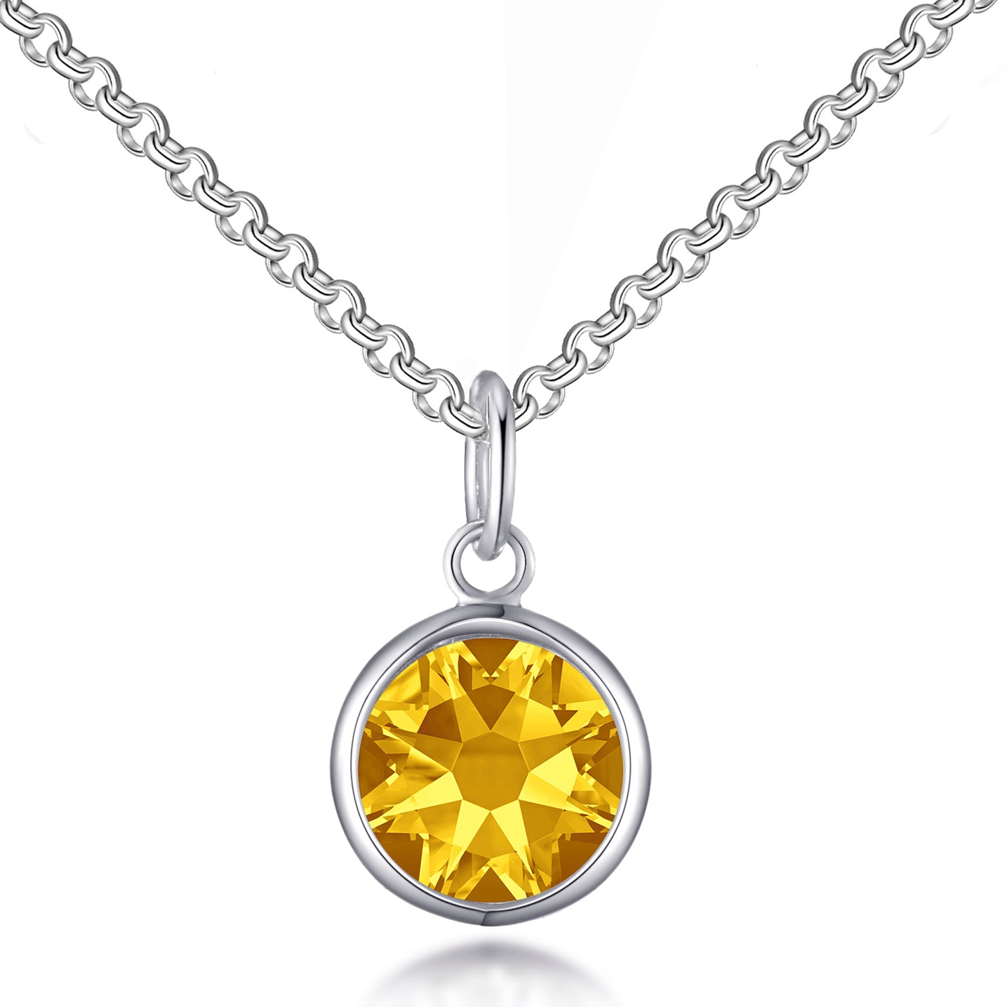 Yellow Crystal Necklace Created with Zircondia® Crystals by Philip Jones Jewellery