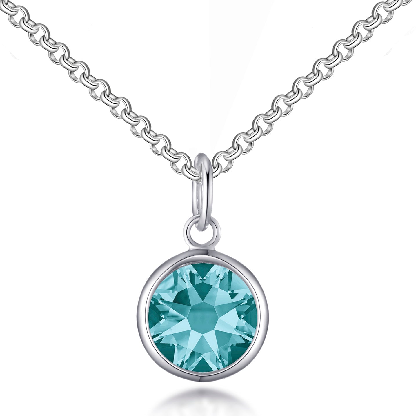 Blue Crystal Necklace Created with Zircondia® Crystals by Philip Jones Jewellery