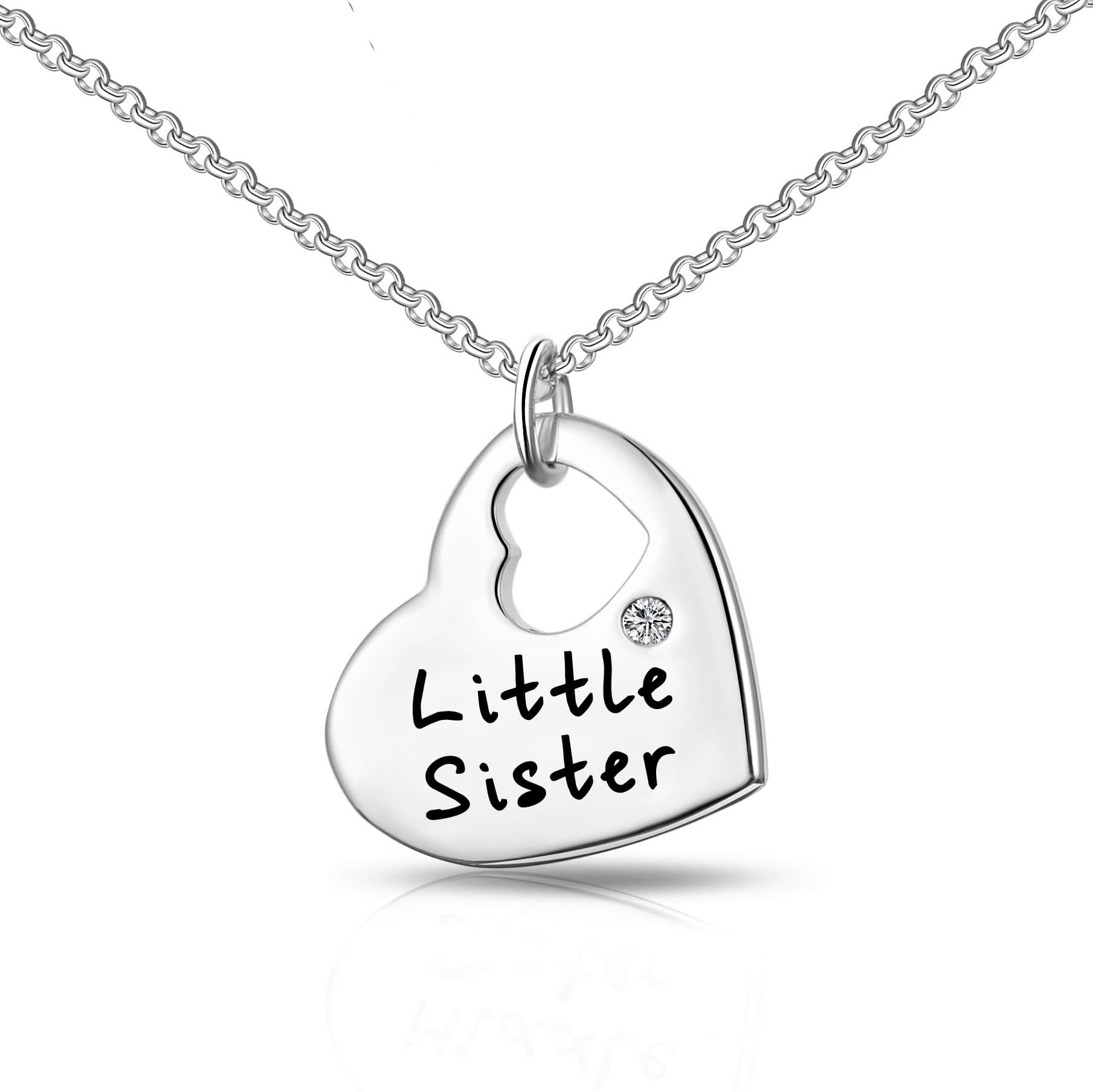 Little Sister Heart Necklace Created with Zircondia® Crystals