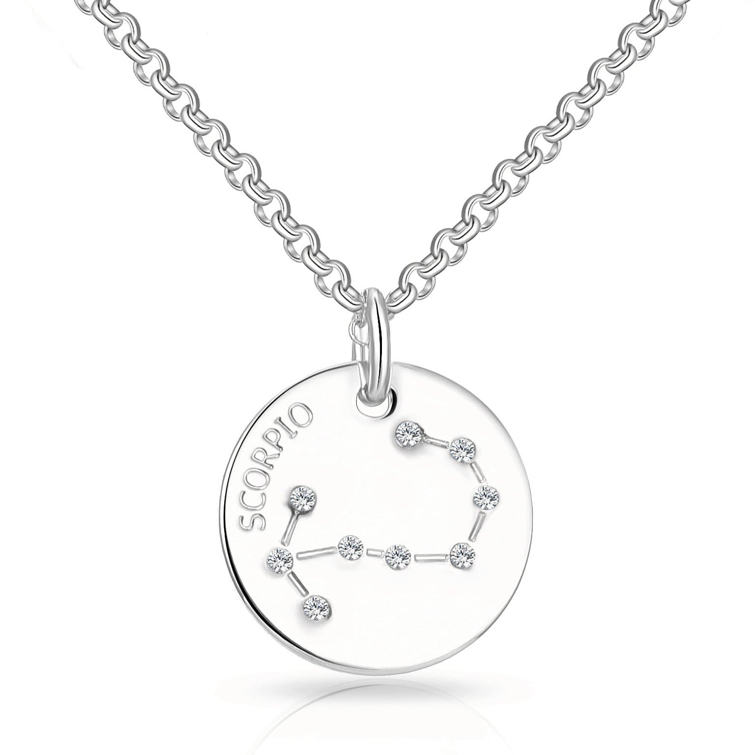 Scorpio Star Sign Disc Necklace Created with Zircondia® Crystals