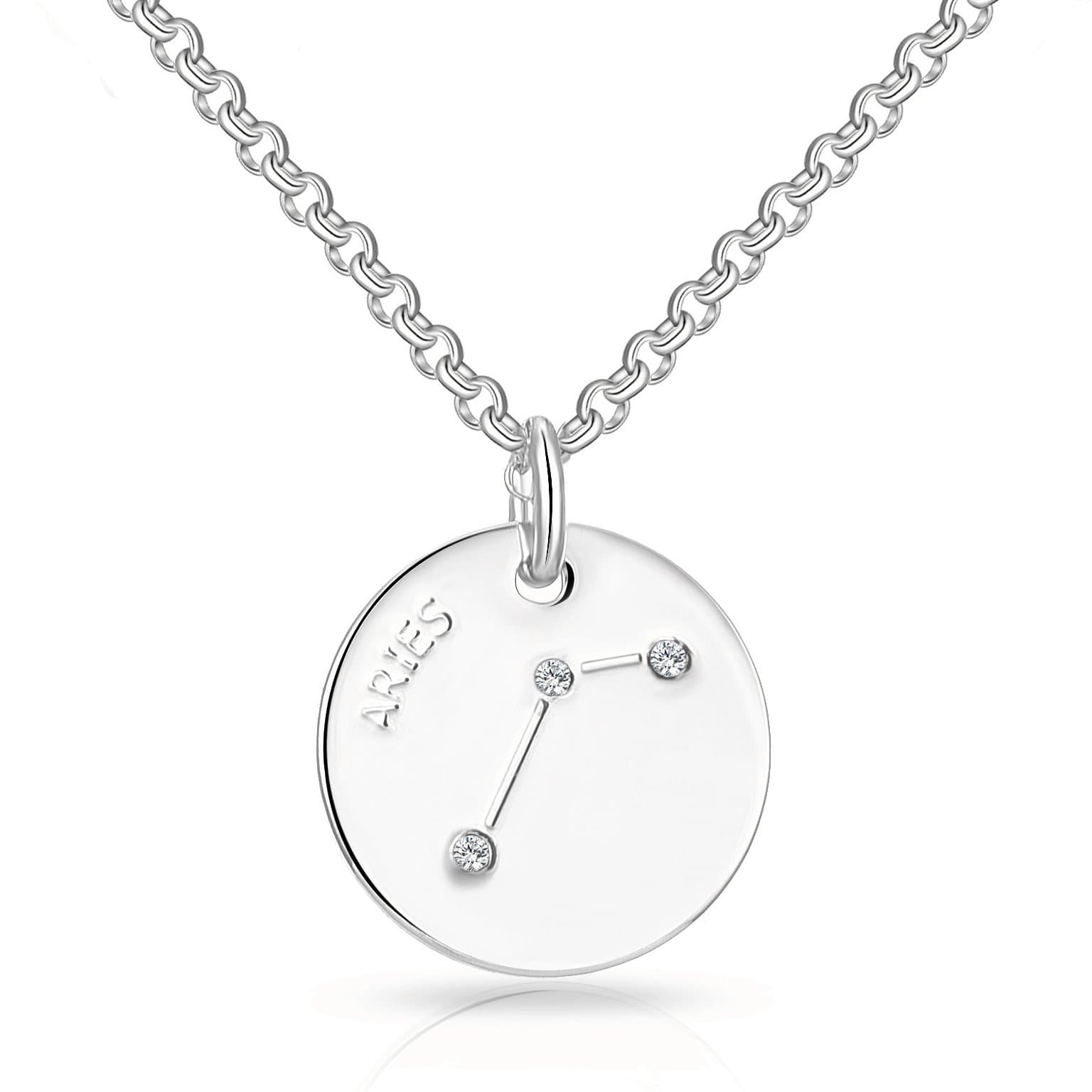 Aries Star Sign Disc Necklace Created with Zircondia® Crystals