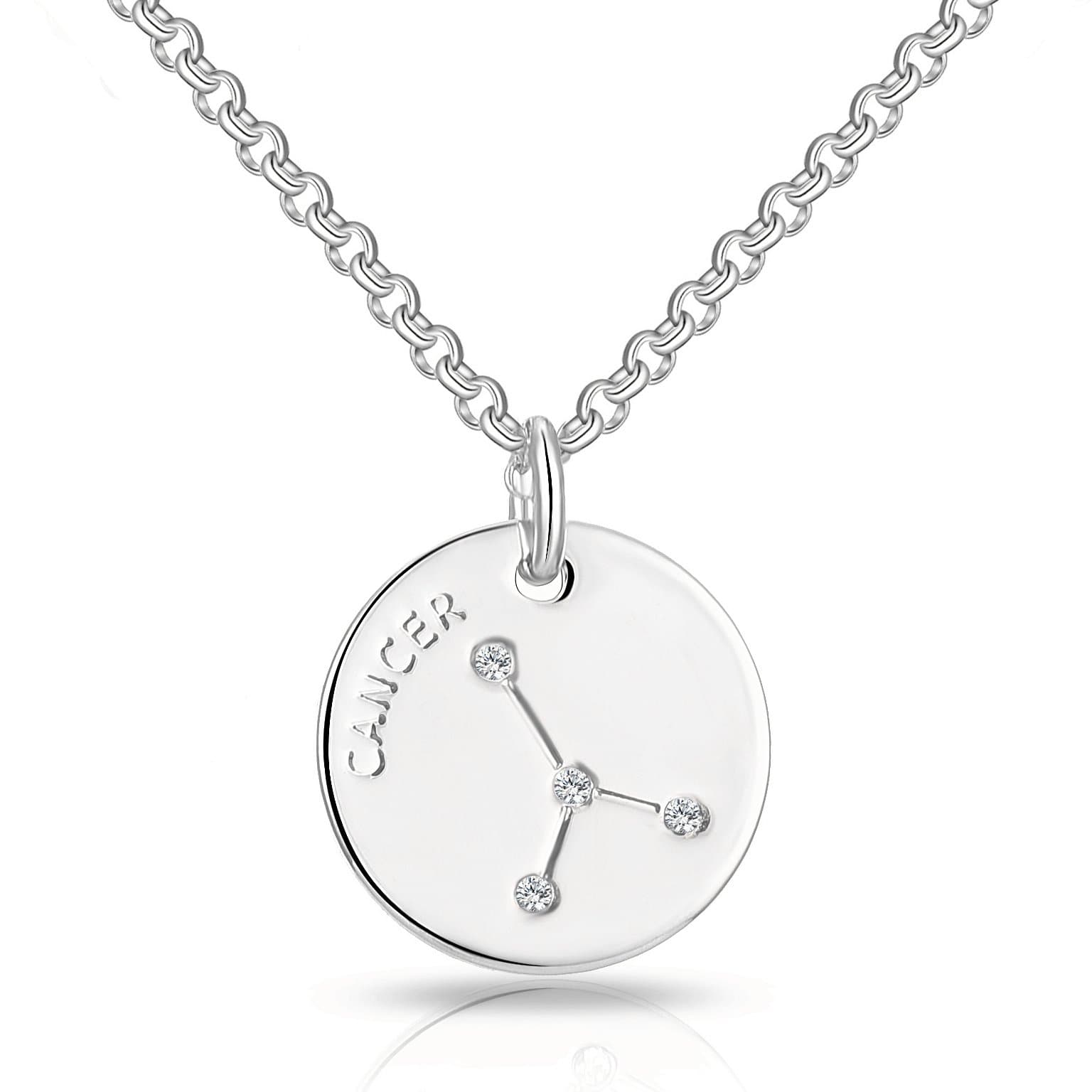 Cancer Star Sign Disc Necklace Created with Zircondia® Crystals
