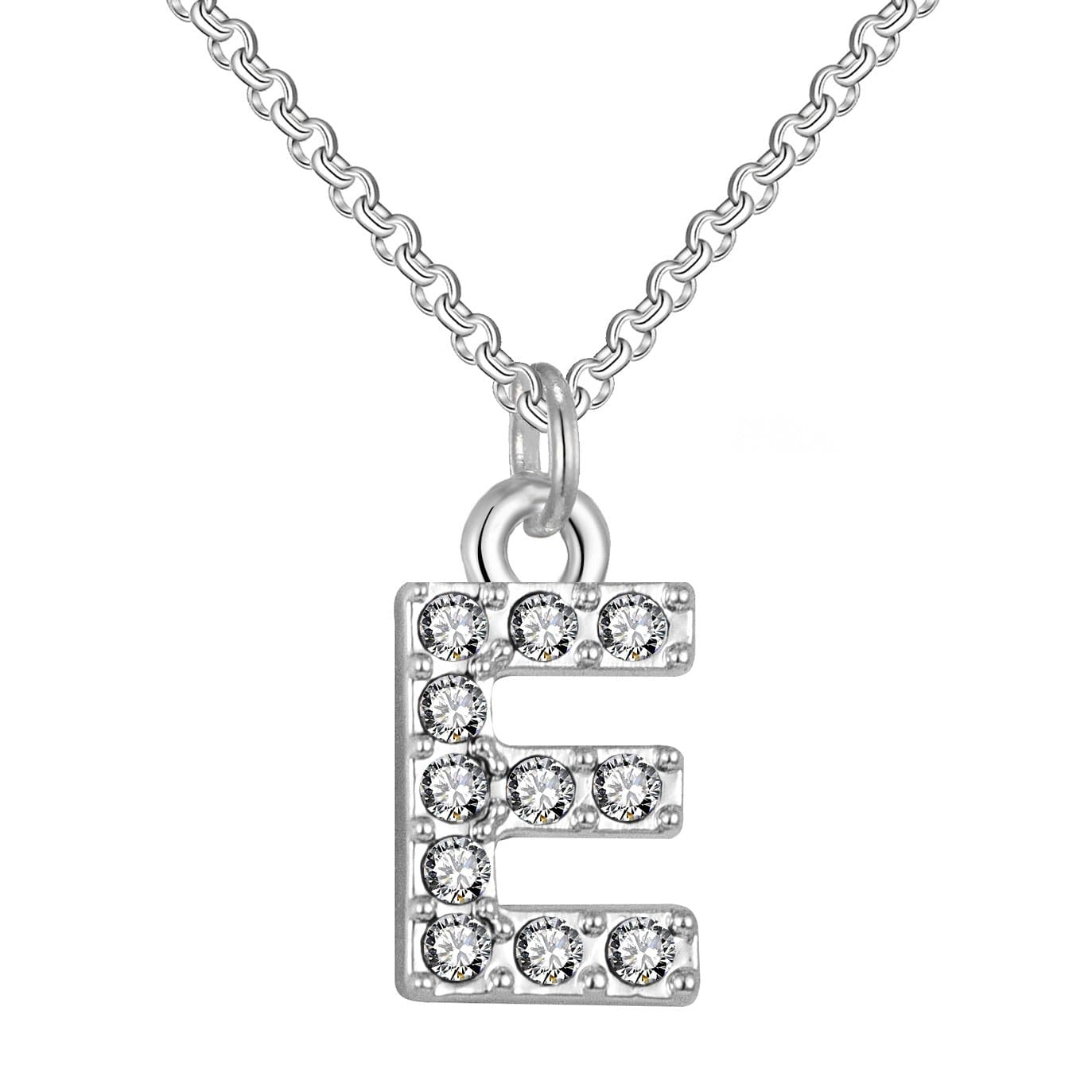 Pave Initial Necklace Letter E Created with Zircondia® Crystals by Philip Jones Jewellery