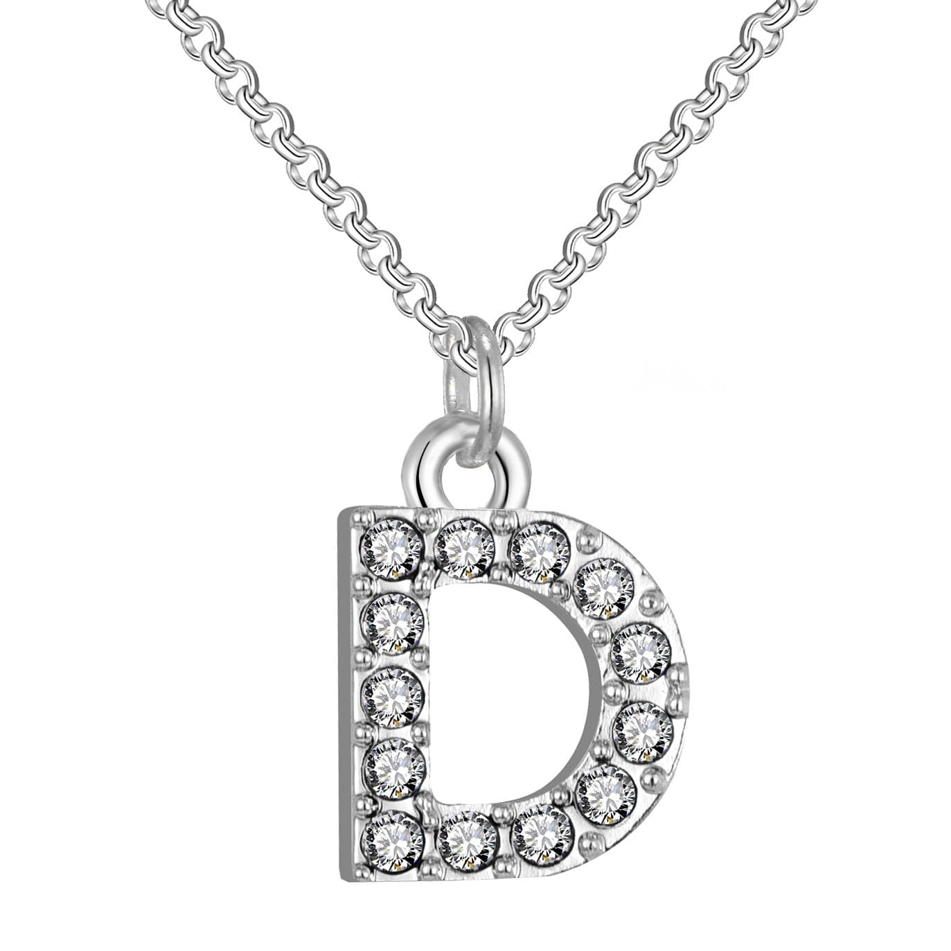 Pave Initial Necklace Letter D Created with Zircondia® Crystals by Philip Jones Jewellery