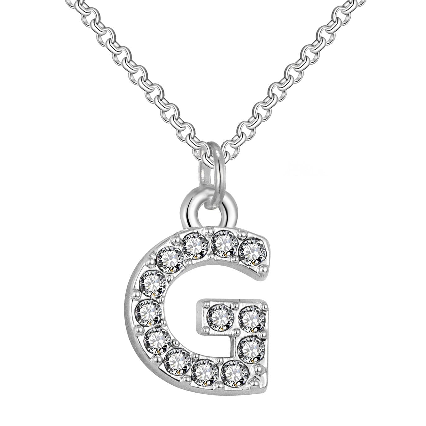 Pave Initial Necklace Letter G Created with Zircondia® Crystals by Philip Jones Jewellery