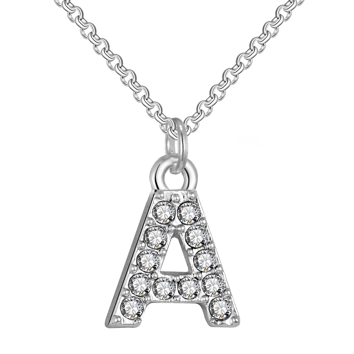 Pave Initial Necklace Letter A Created with Zircondia® Crystals by Philip Jones Jewellery