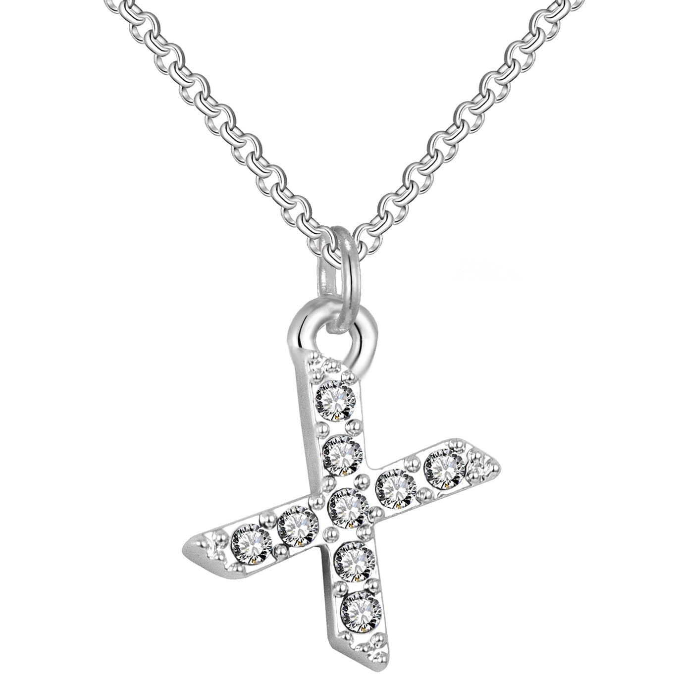 Pave Initial Necklace Letter X Created with Zircondia® Crystals by Philip Jones Jewellery