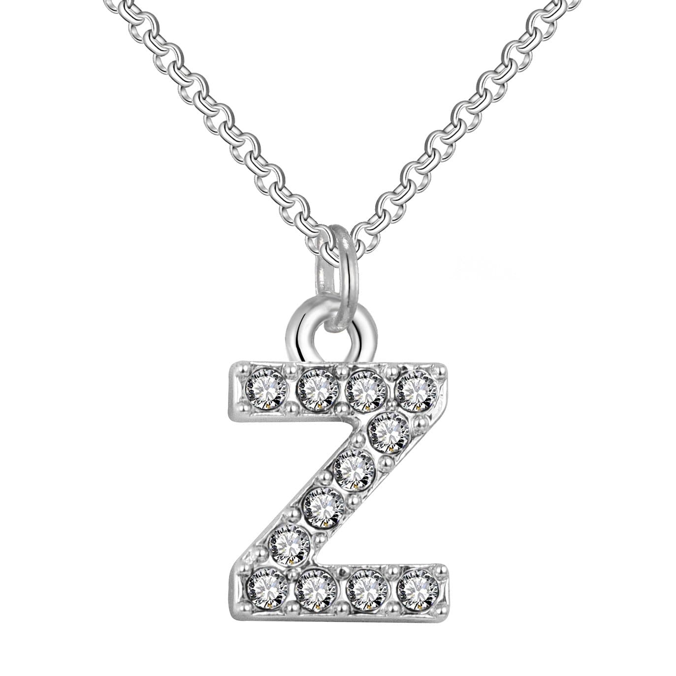 Pave Initial Necklace Letter Z Created with Zircondia® Crystals by Philip Jones Jewellery