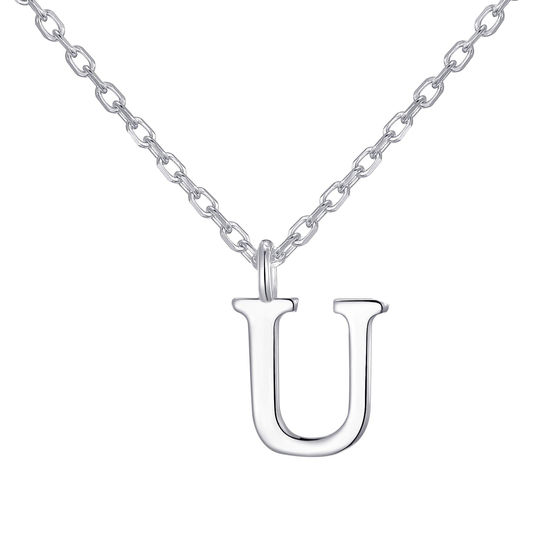 Sterling Silver Initial U Necklace by Philip Jones Jewellery